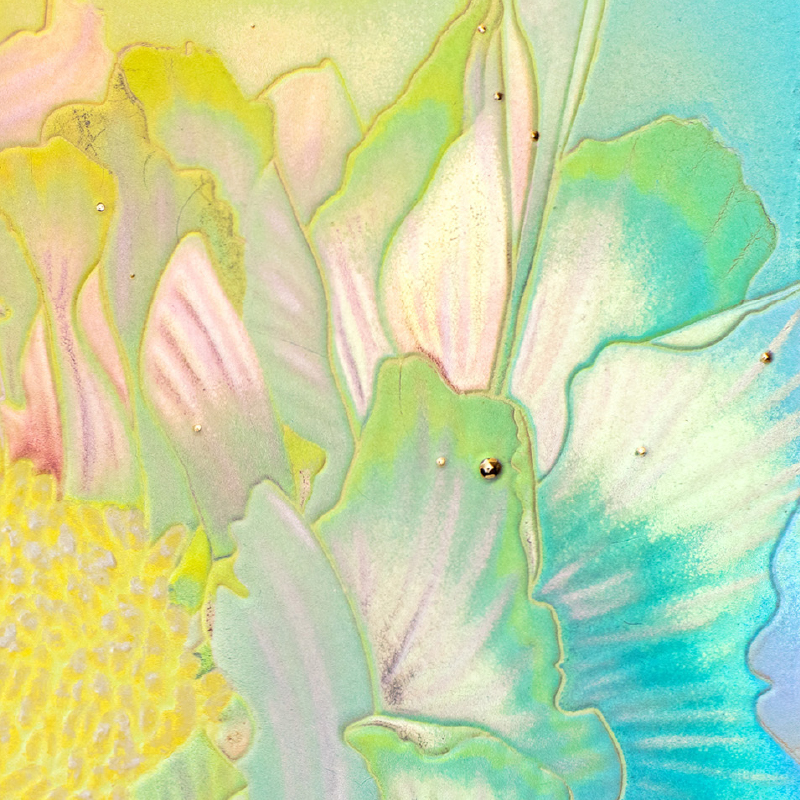 陶彩画 「虹色の花」