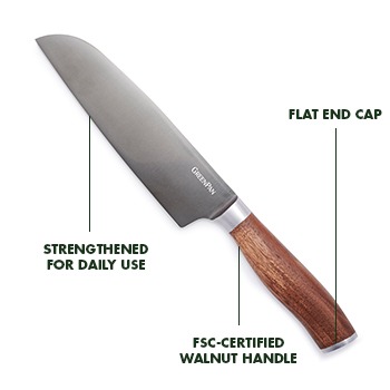 3 Piece Stainless Steel Chef Knife Set w/Walnut Wood Handles