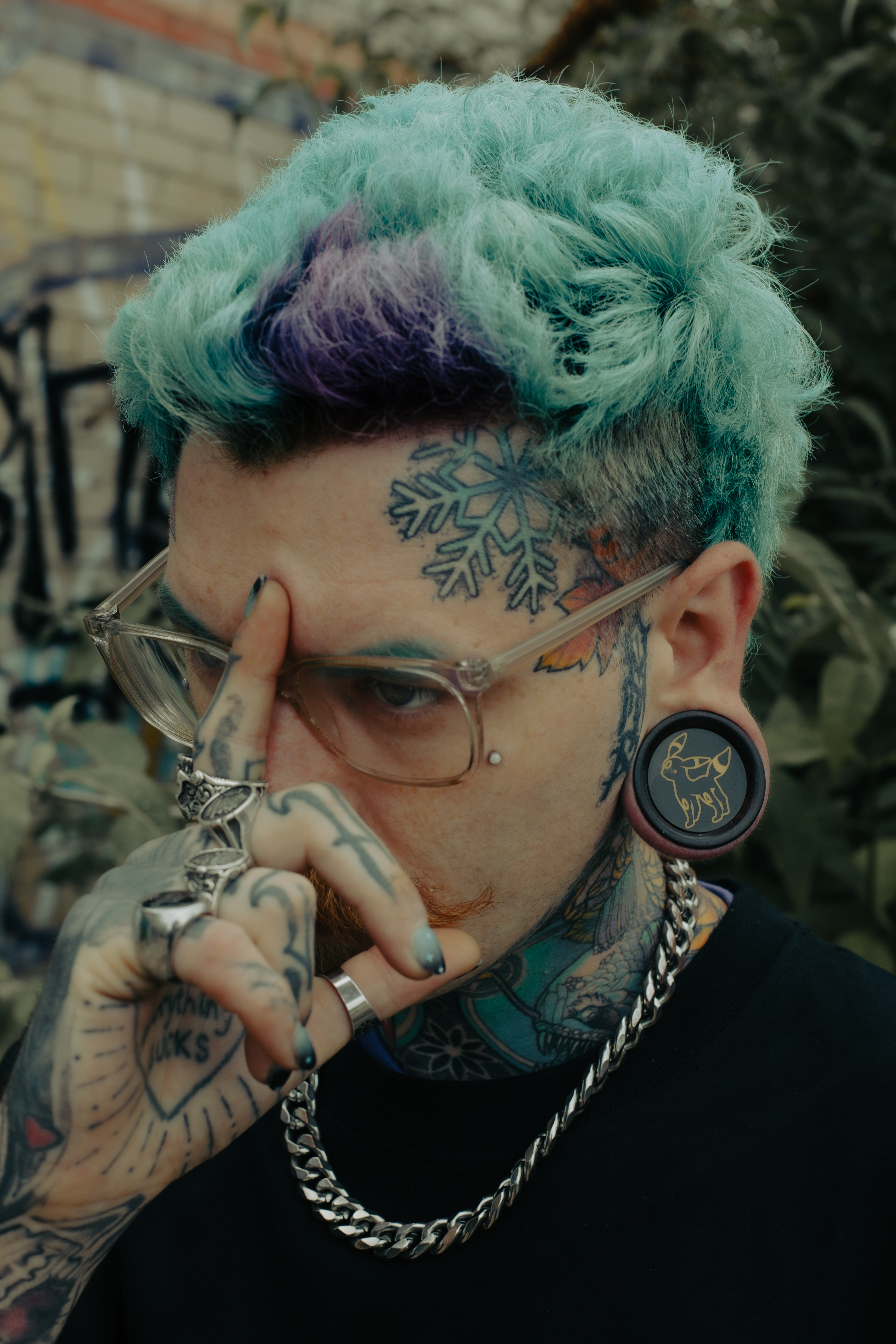  Moonlight Umbreon Plug / Gauge - Black & Gold Inlay Ebony Wood | Convex Double Flare