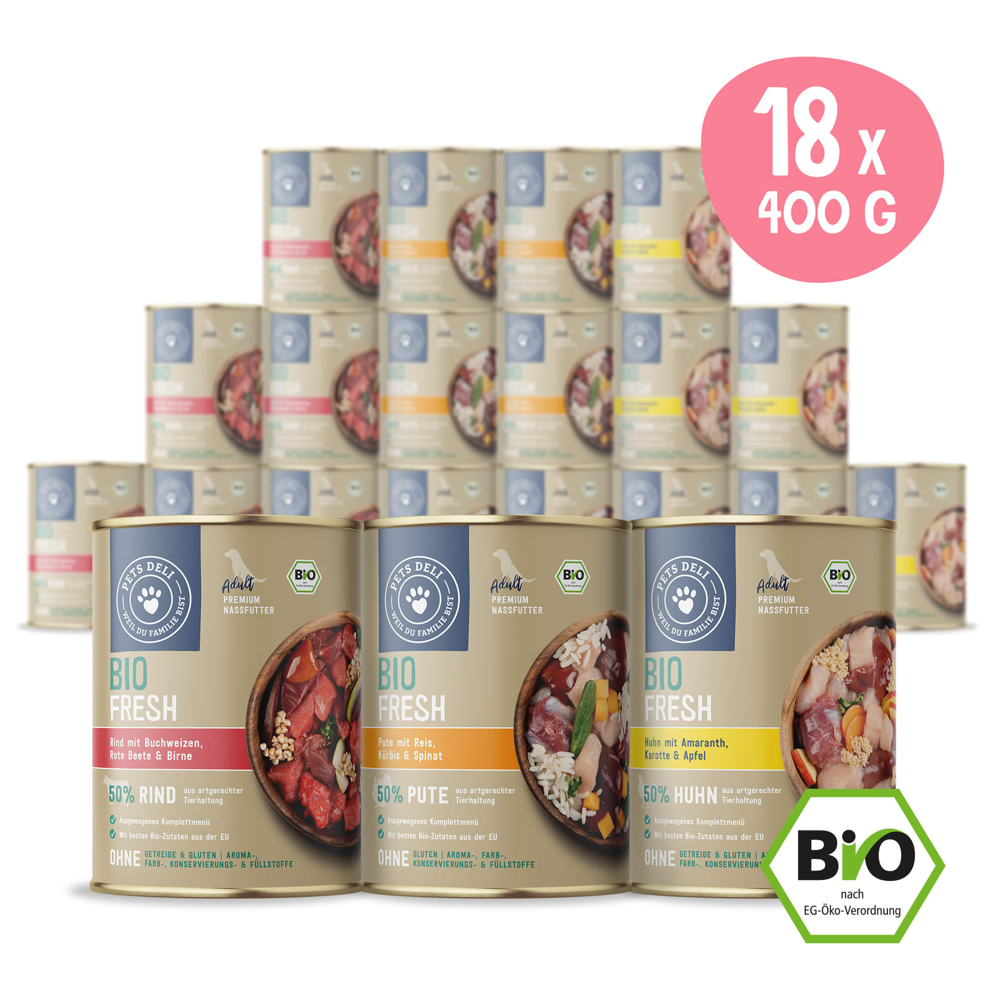 Leckeres Paket mit Bio Nassfutter für Hunde - 7200g
