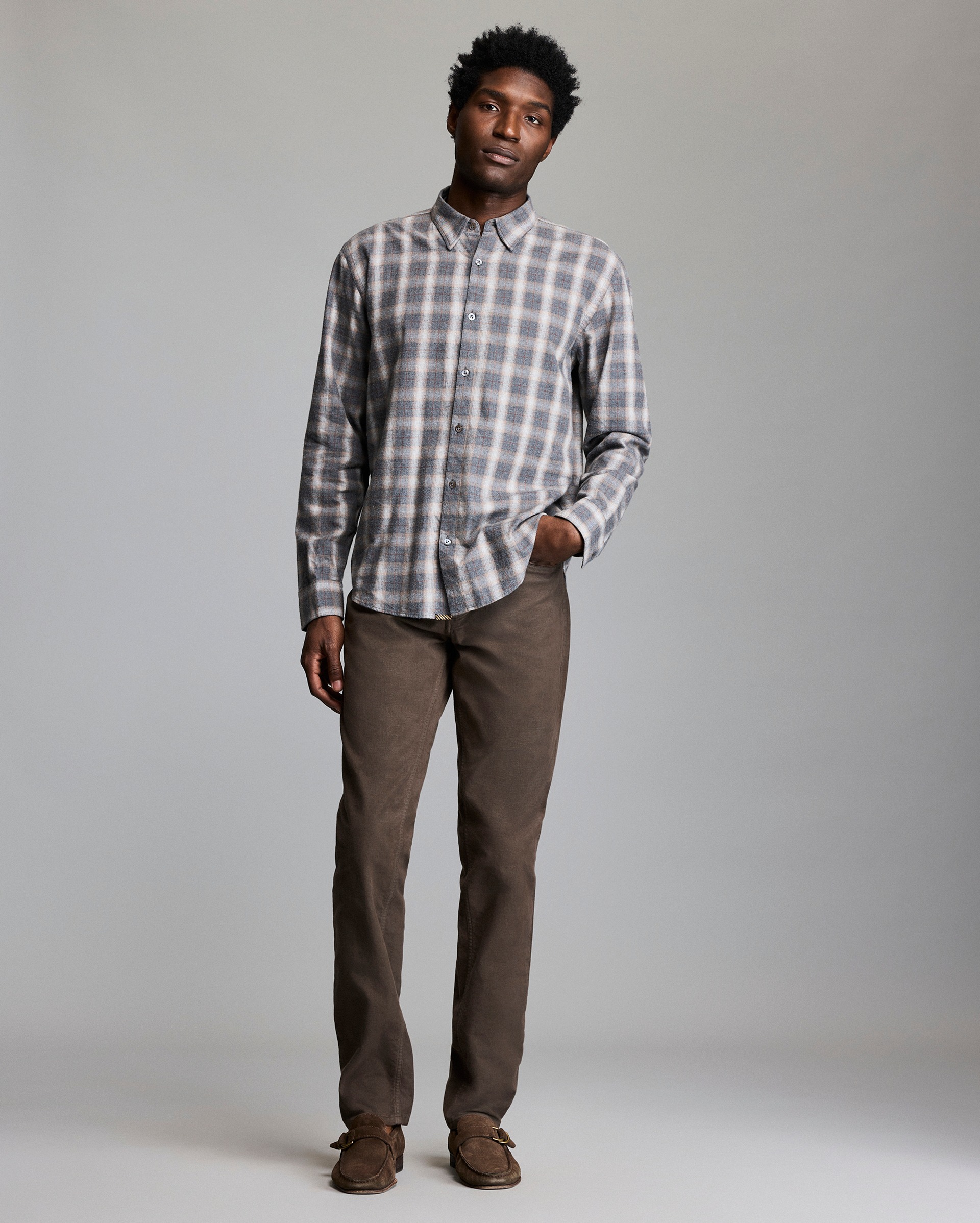 Model shows the fit of the shirt.