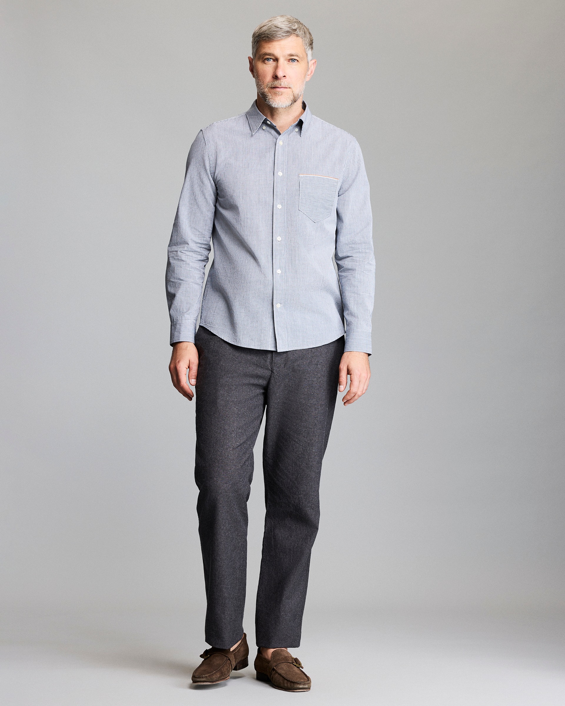 Model shows the fit of the shirt.
