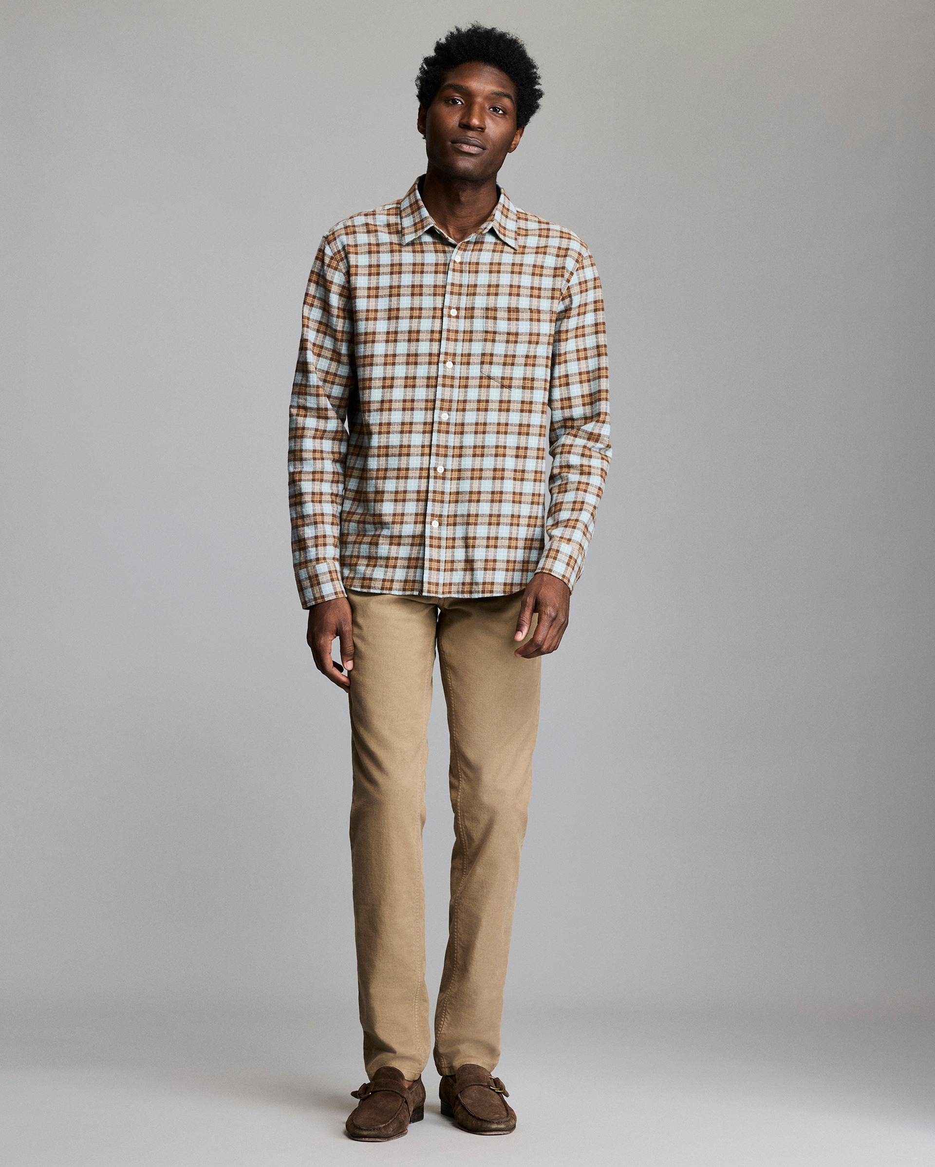 Model shows the fit of the shirt.