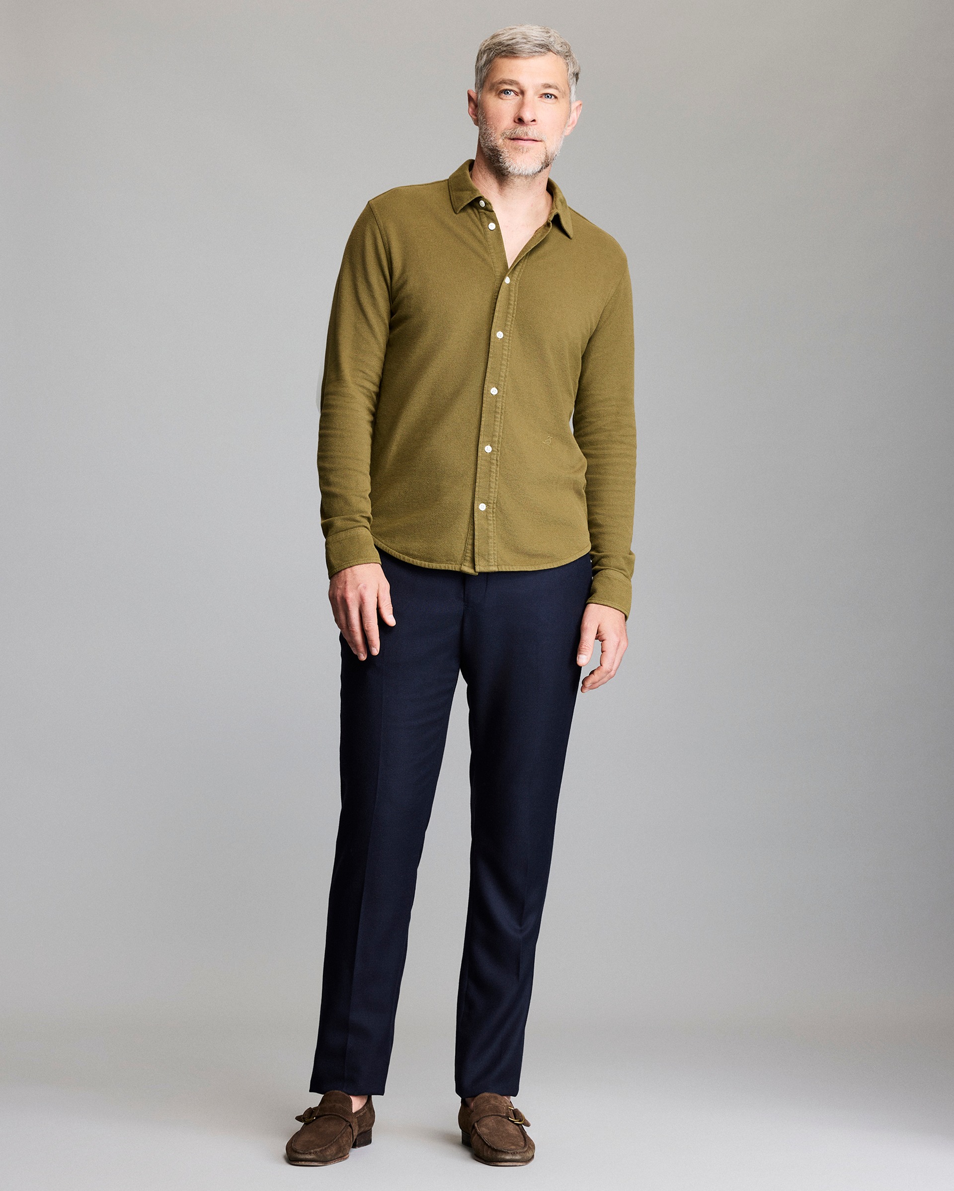 Model shows the fit of the shirt.