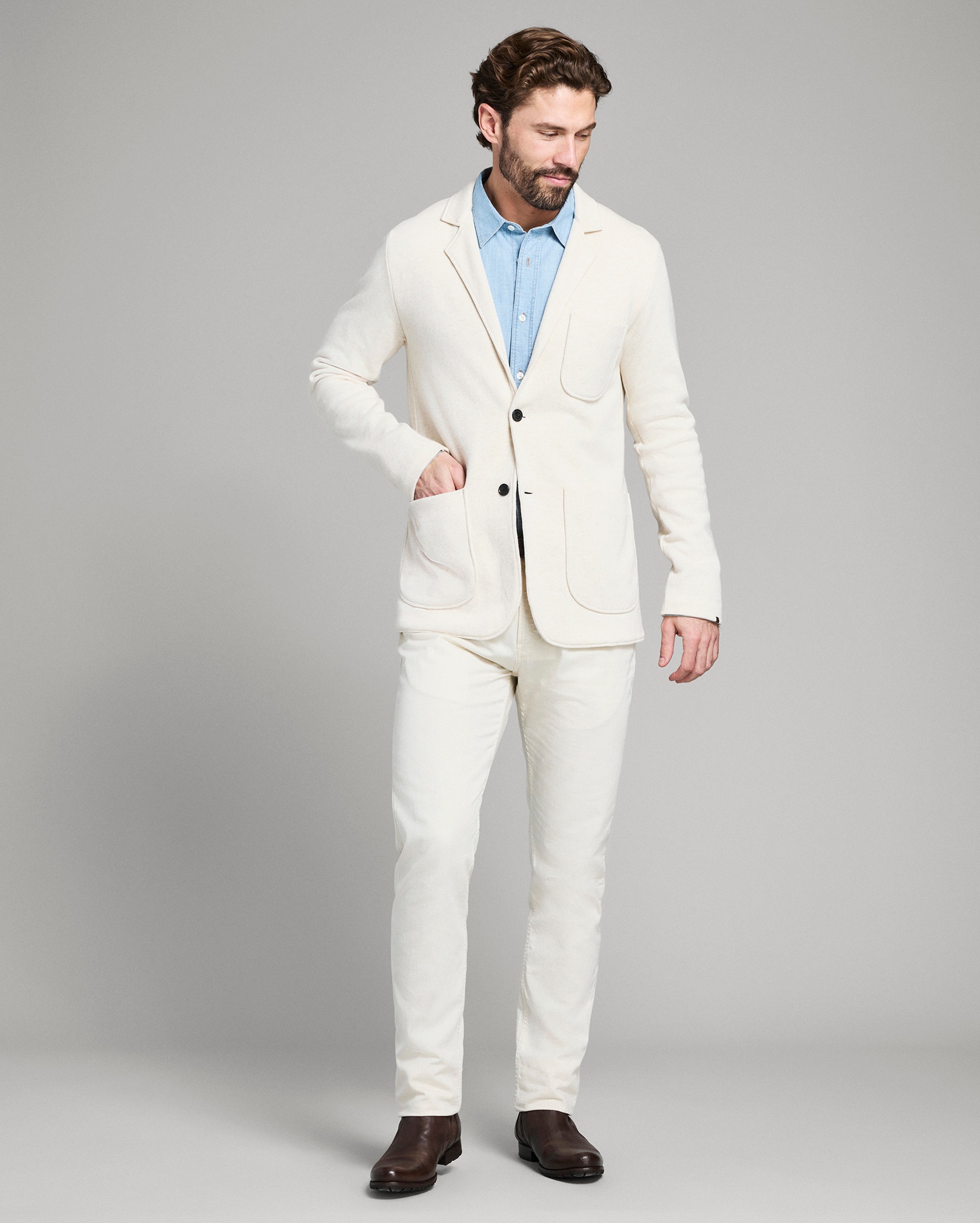 Heathered Cotton Knit Sport Coat - Horn Buttons | Billy Reid
