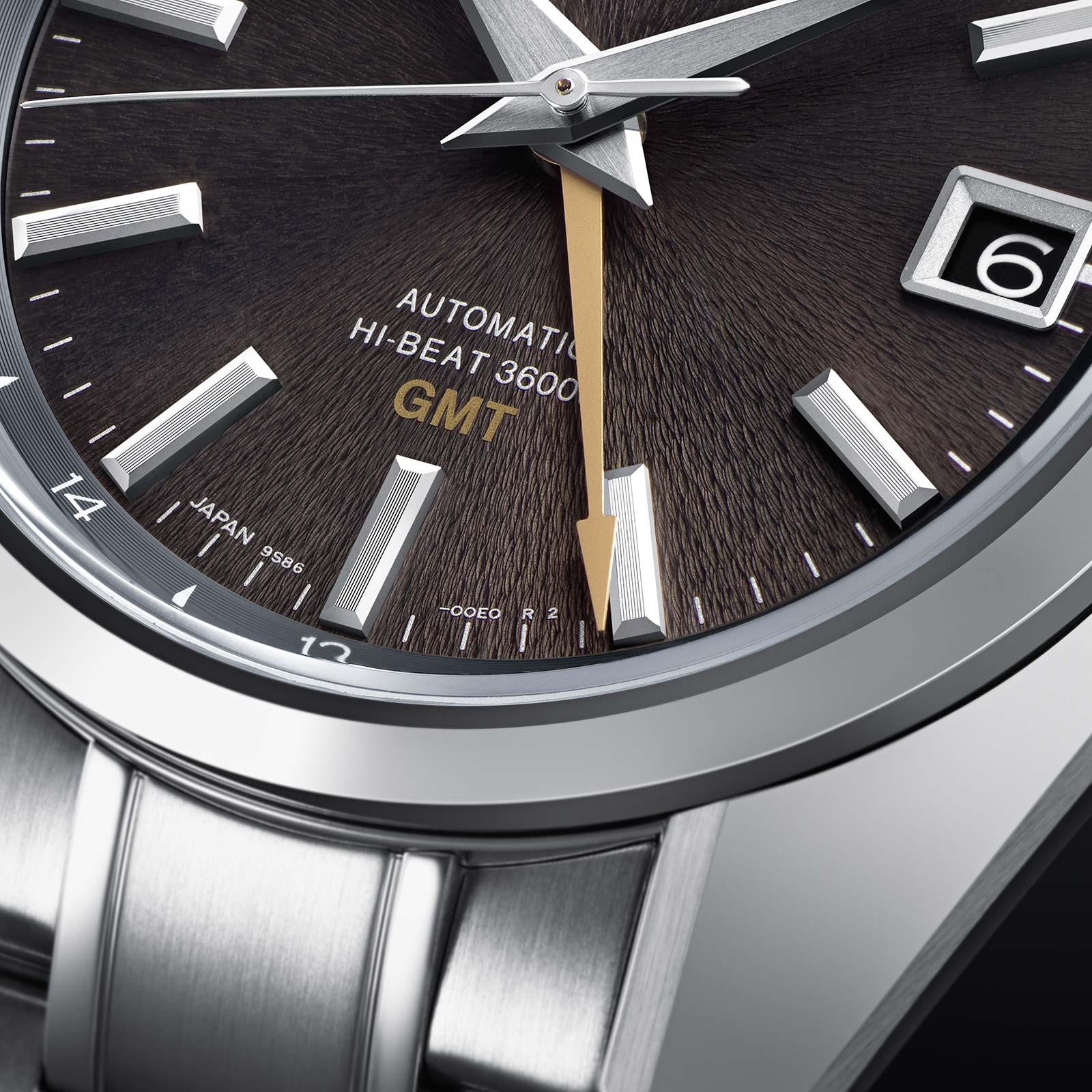 Grand Seiko SBGJ265 44GS GMT in Ever-Brilliant Steel with  black Mt. Iwate dial. 