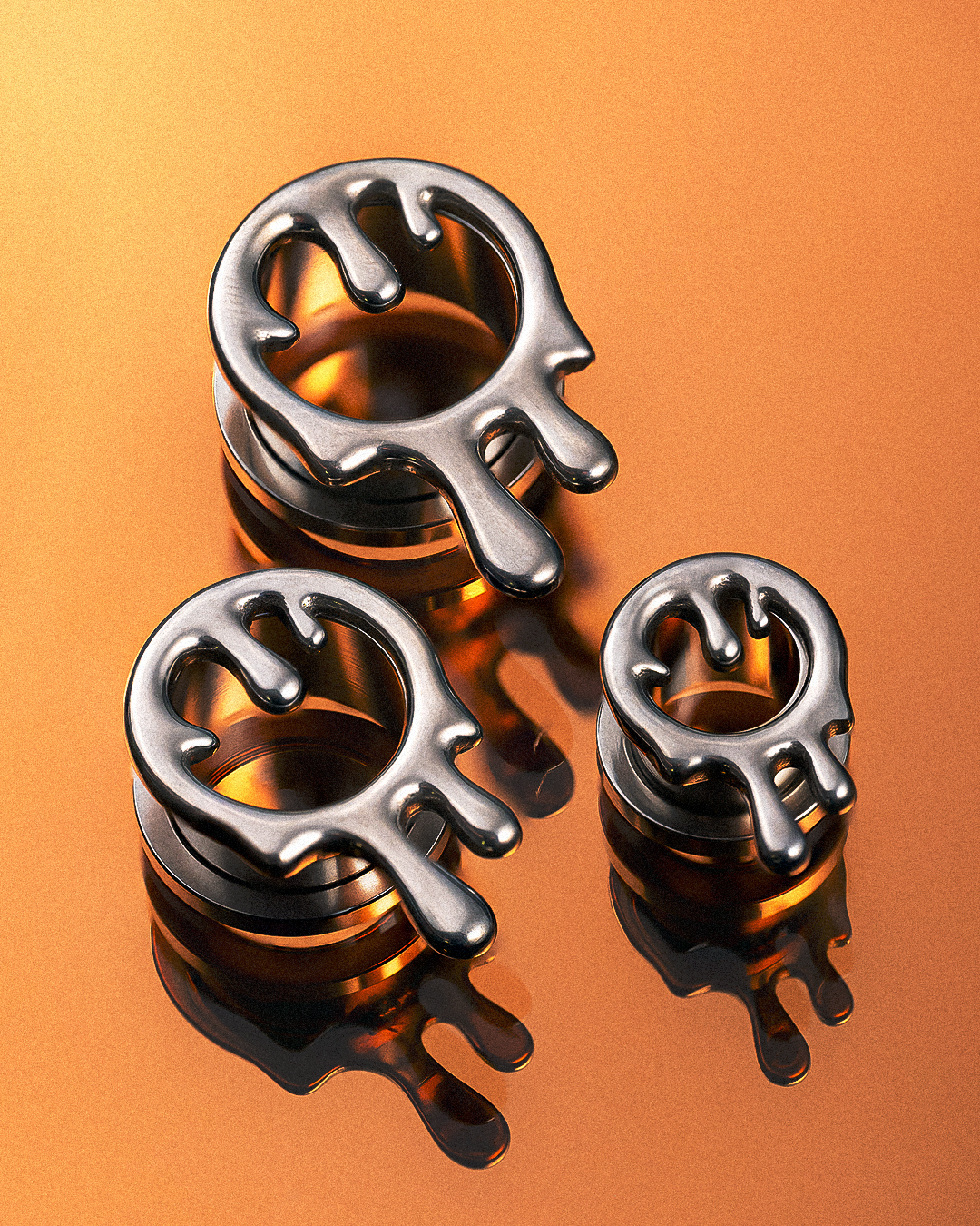 Stylish Modern  Silver Drippy Screwback Stainless Steel Tunnel
