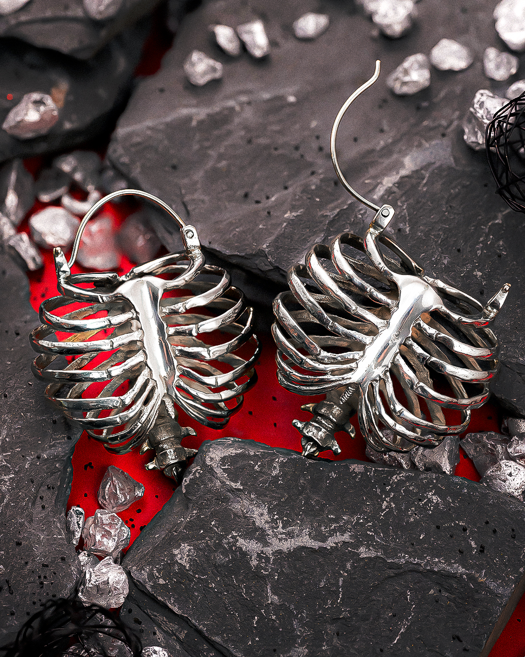 Alternative Halloween  Silver Ribcage Earring Hangers (Pair)
