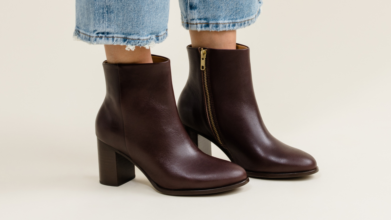 Nisolo Lia Heeled Bootie Wine