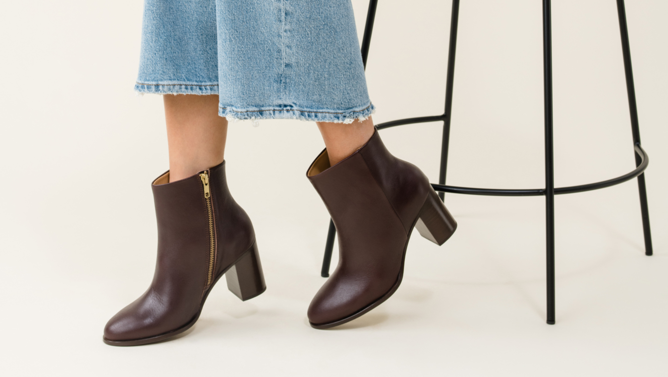 Nisolo Lia Heeled Bootie Wine