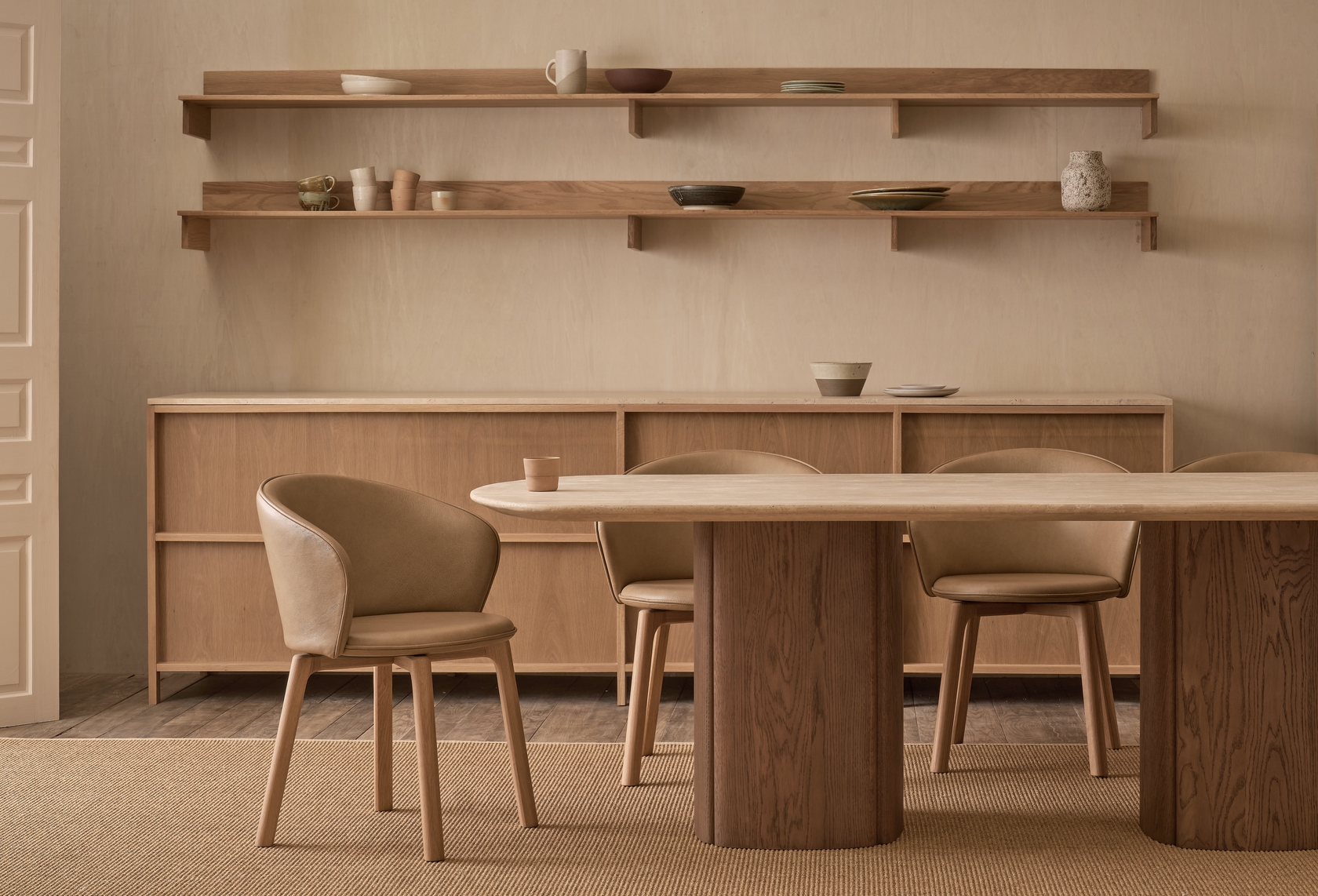 Tathra Travertine Oval Dining Table