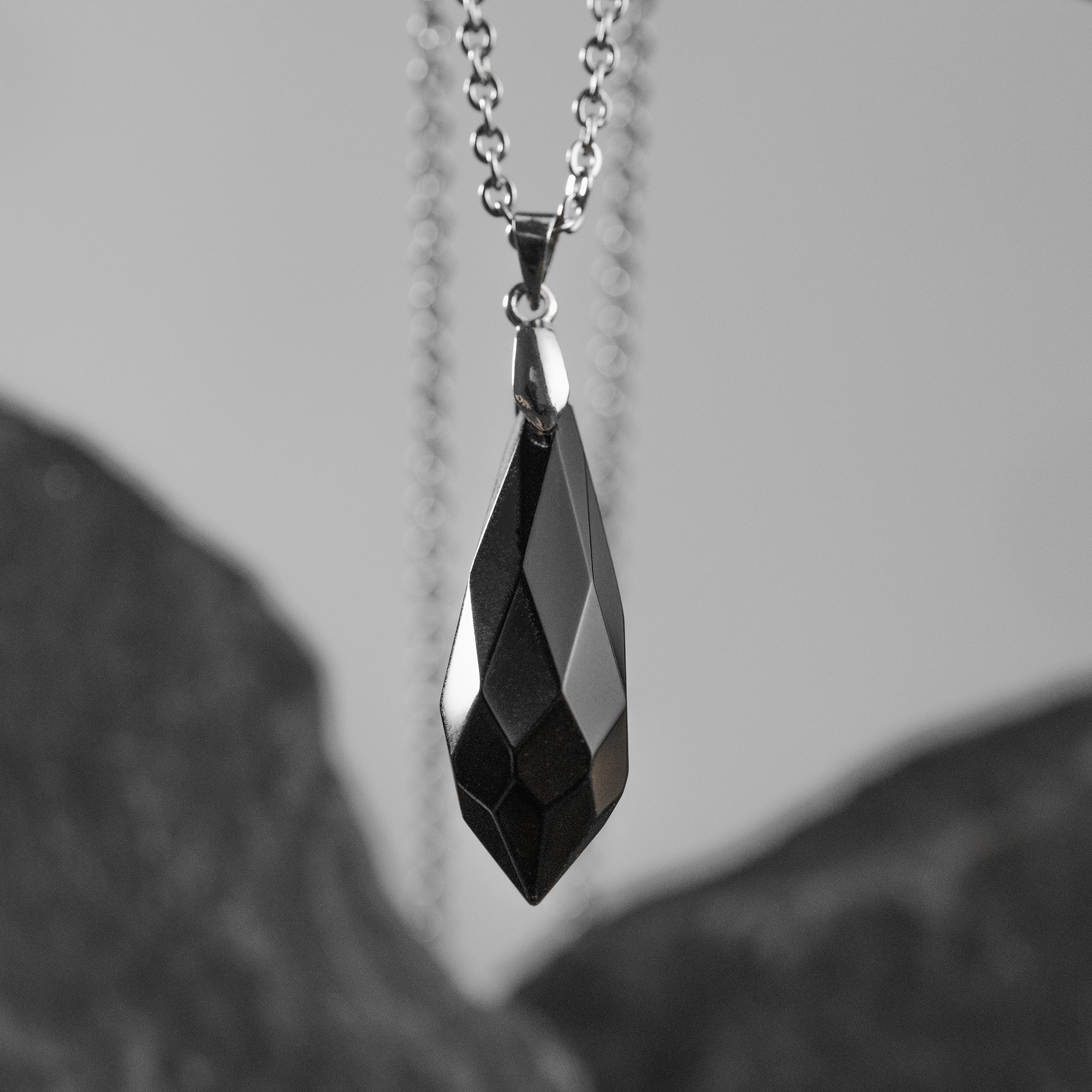 Custom Plugs - Silver & Black Obsidian Wand Necklace