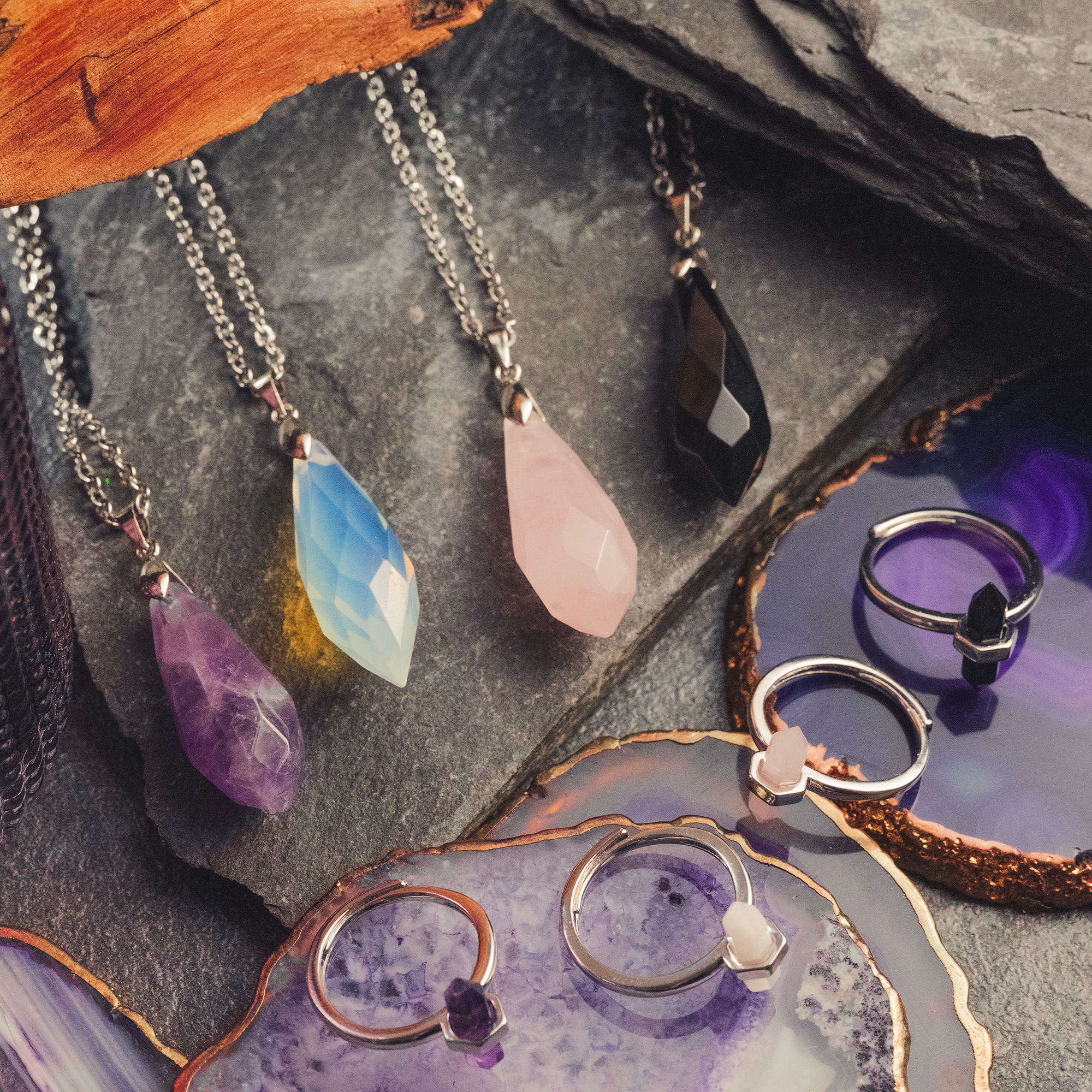  Halskette Mit Zauberstab Aus Silber Und Amethyst