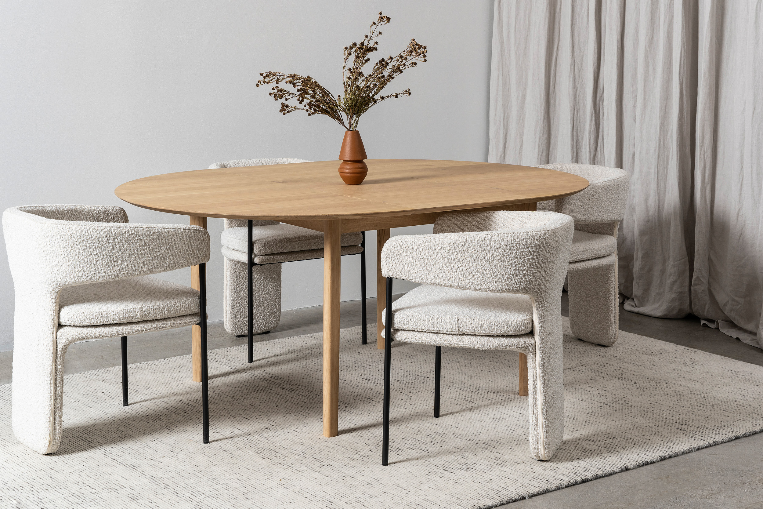 Ethnicraft Oak Bok Round Extendable Dining Table