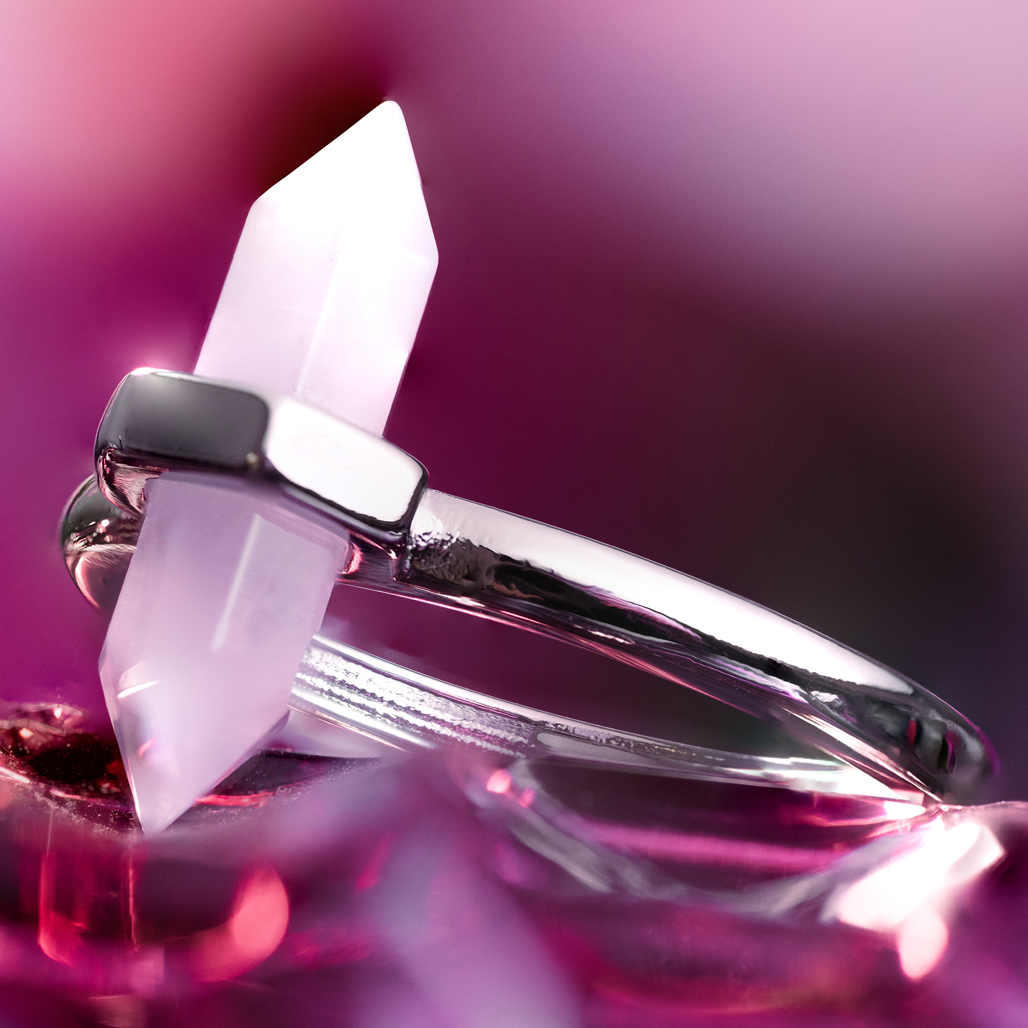  Ring Aus Silber Und Rosenquarzkristall