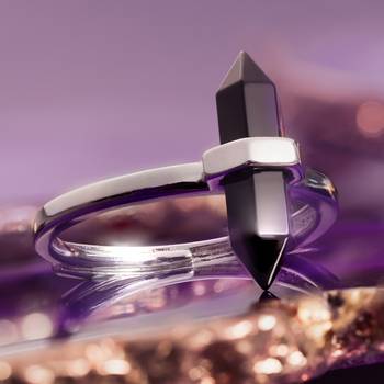 Custom Plugs - Silver & Black Obsidian Crystal Ring