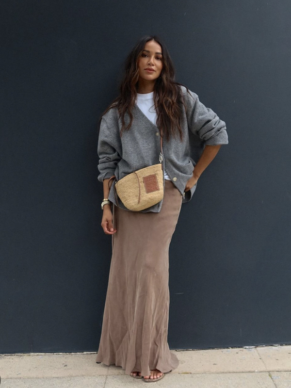 Harper Maxi Skirt, Japanese Cupro, 90's Grey | OZMA Harper Maxi Skirt, Japanese Cupro, 90's Grey | OZMA