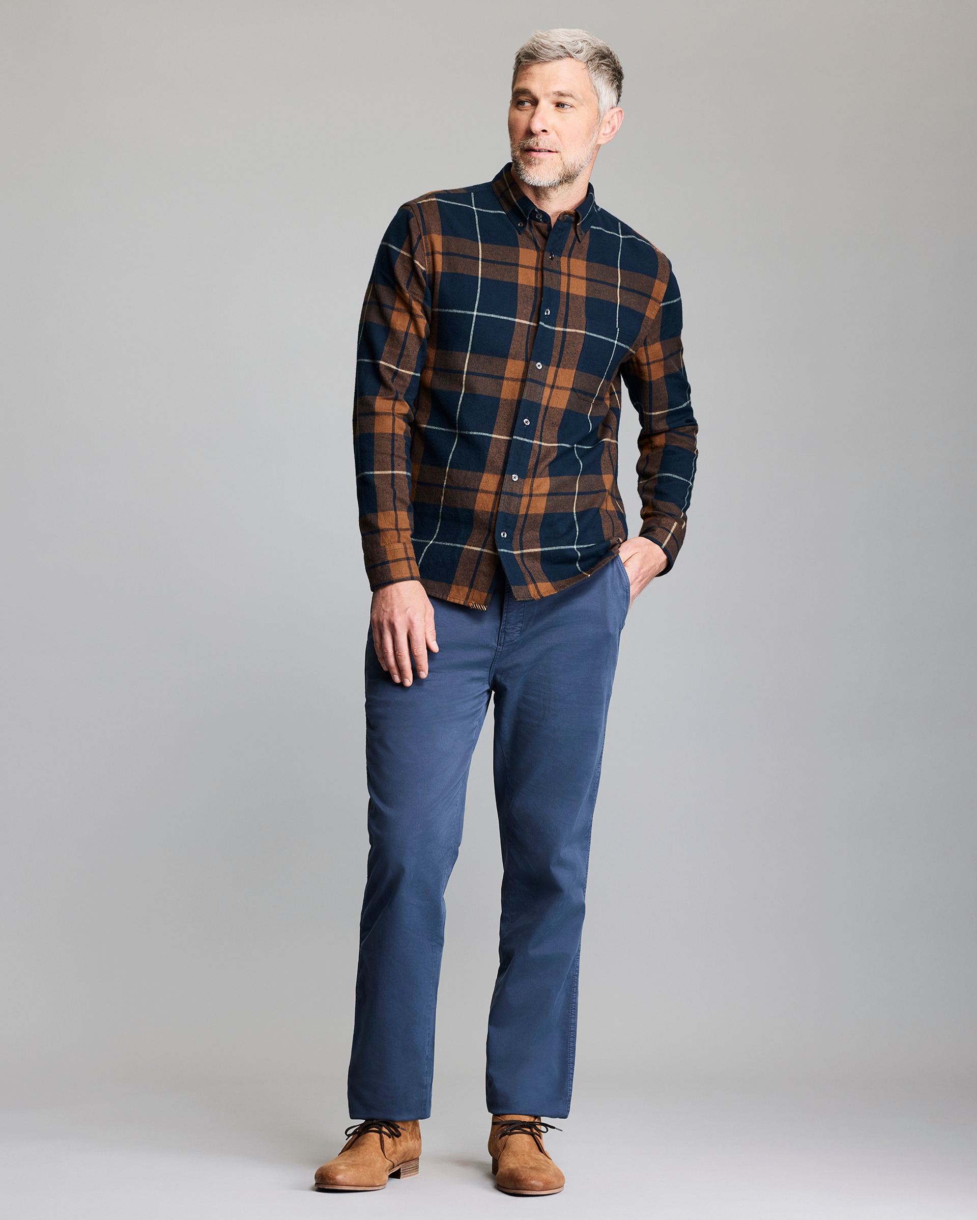 Model shows the fit of the shirt.