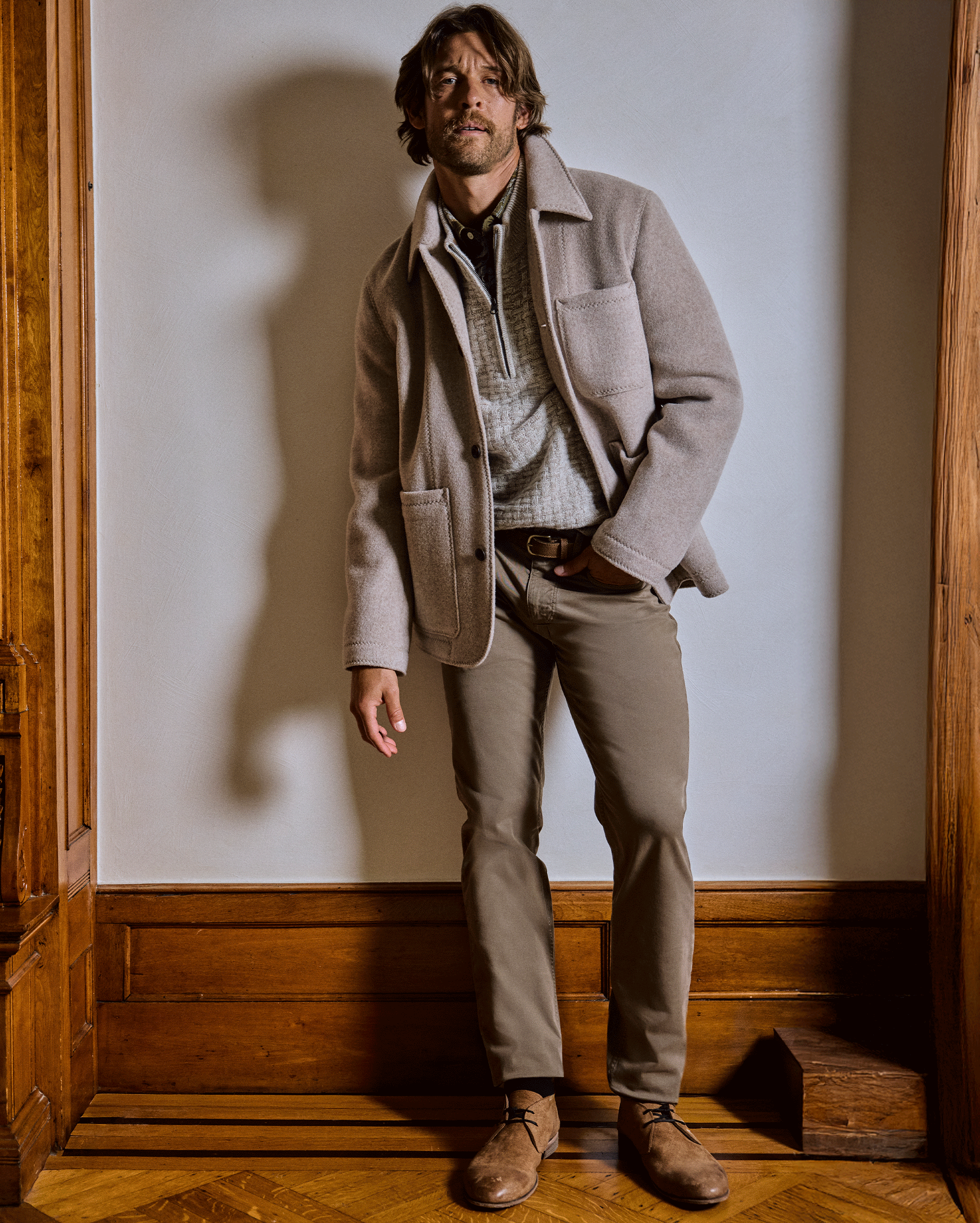 Model wears Billy Reid pieces