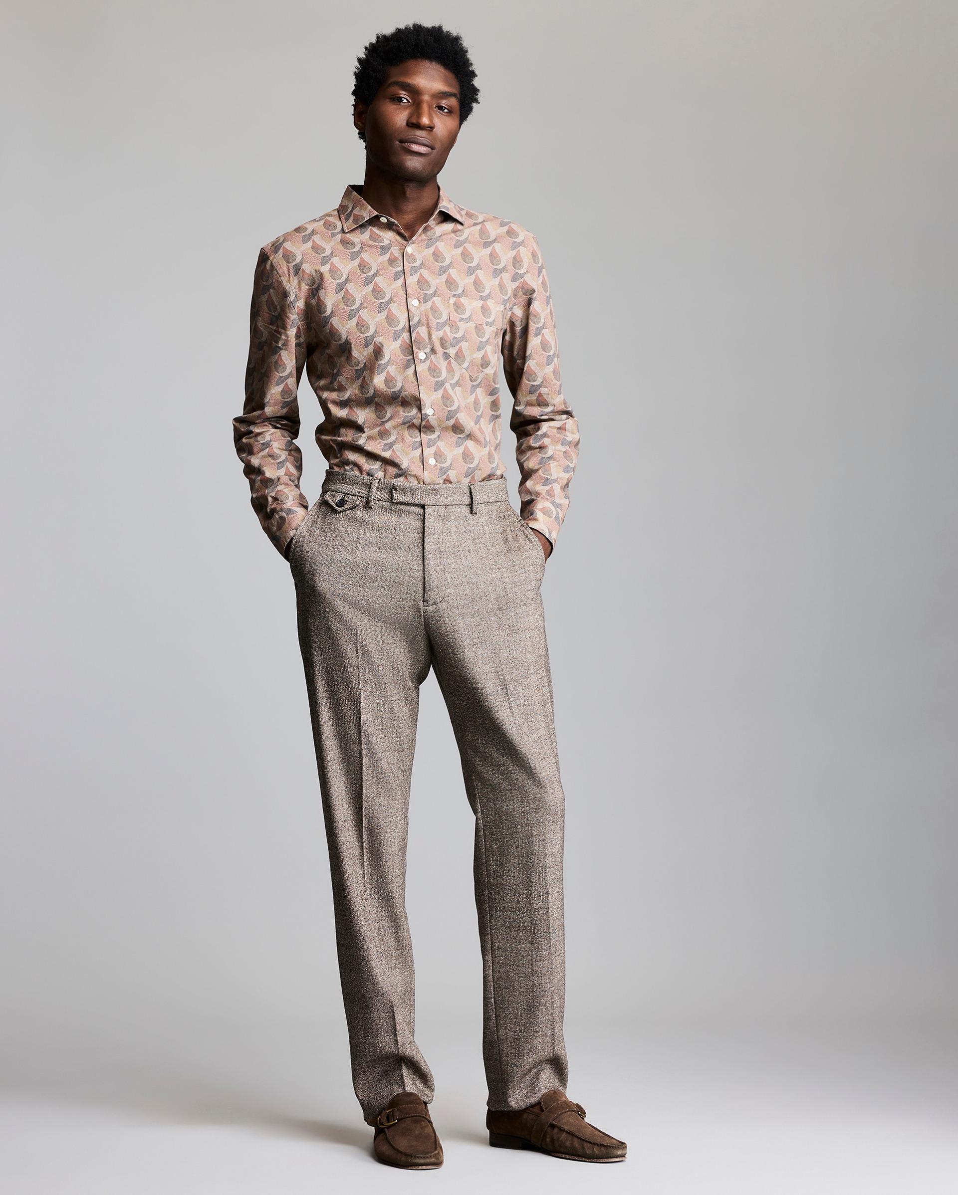 Model shows the fit of the trouser.