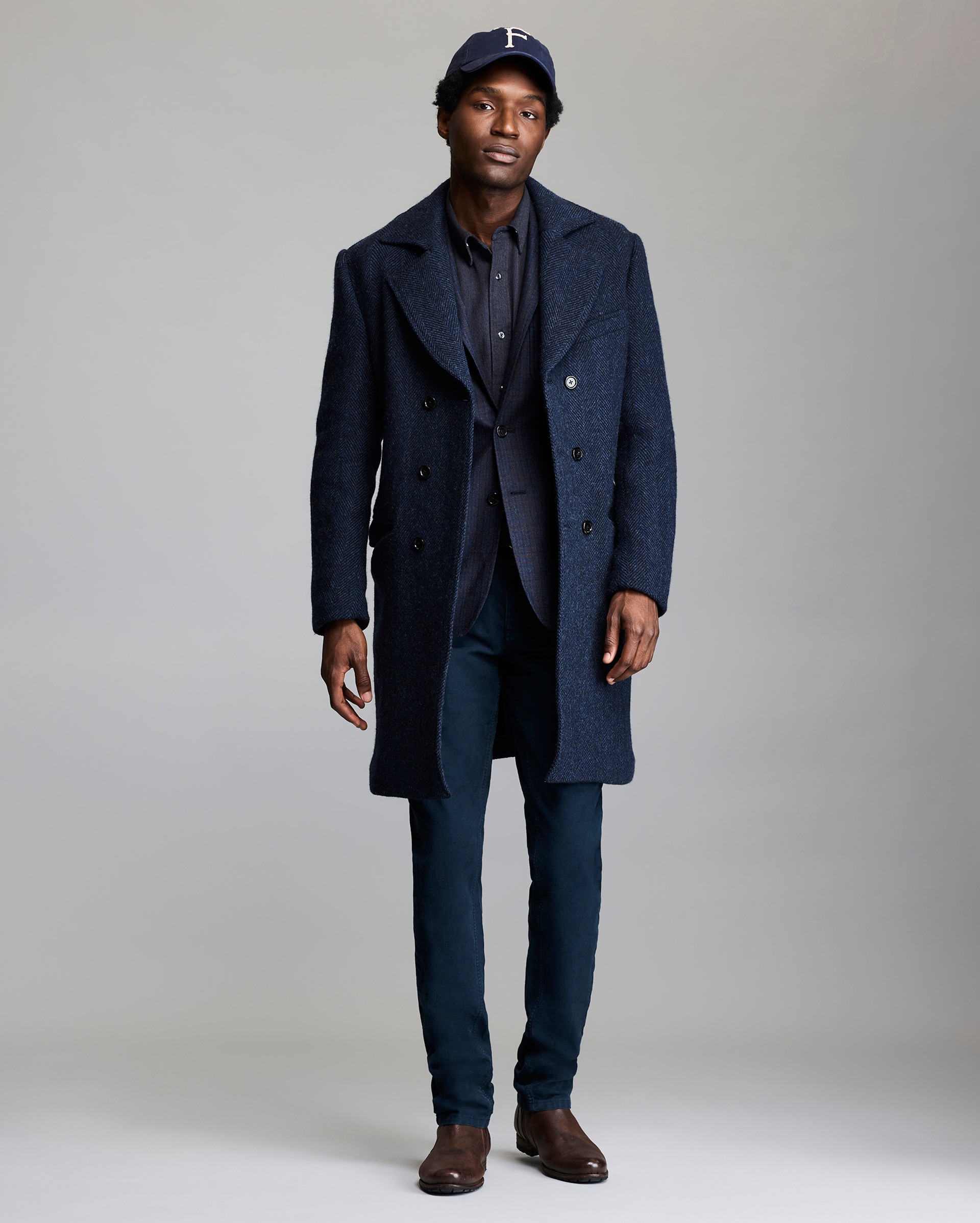 Model shows the fit of the coat