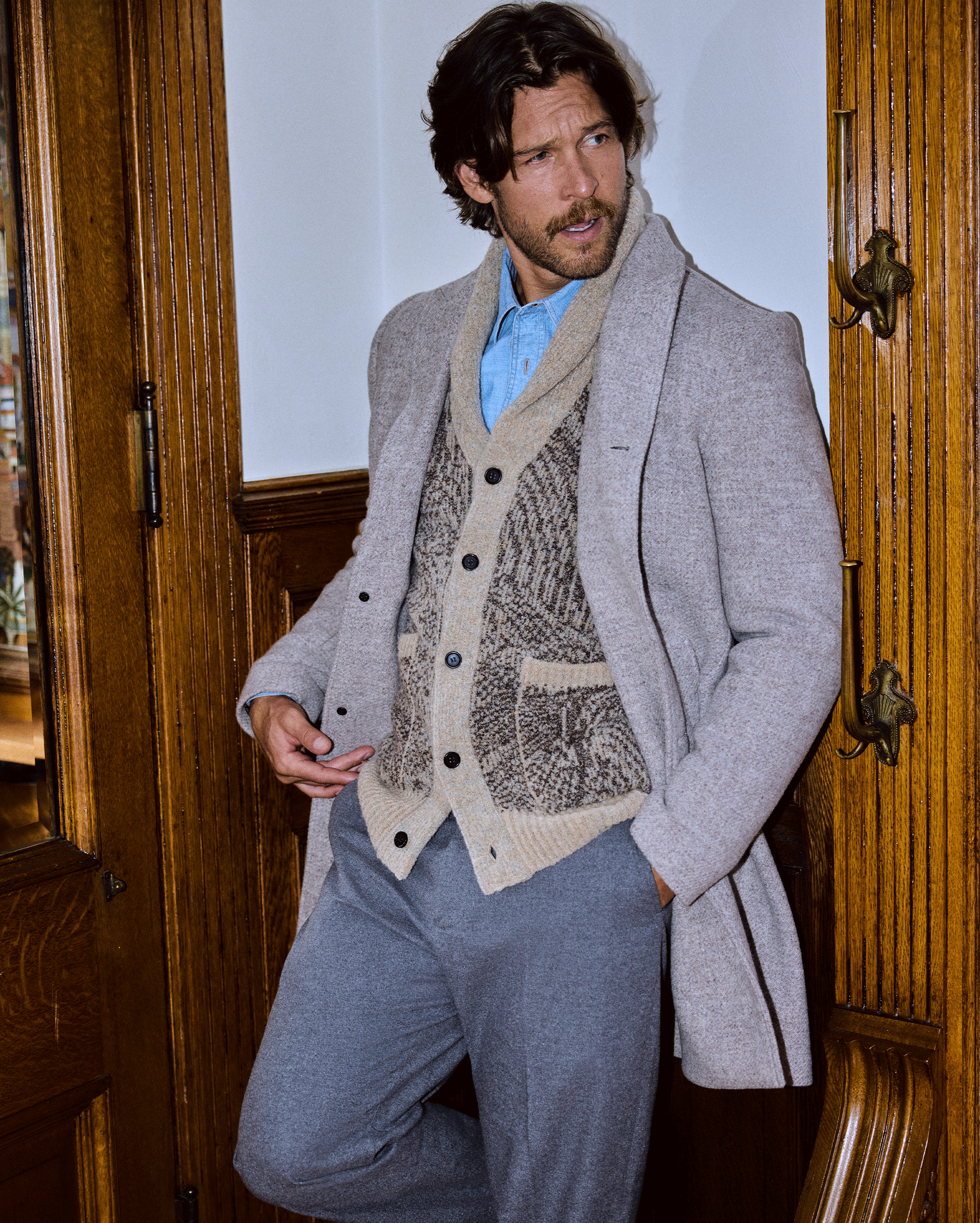 Virgin Wool Twill Walking Car Coat