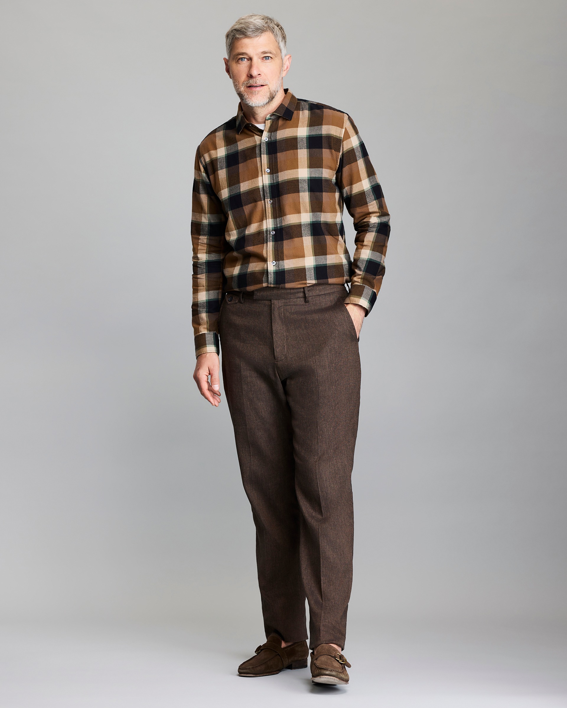 Model shows the fit of the shirt.