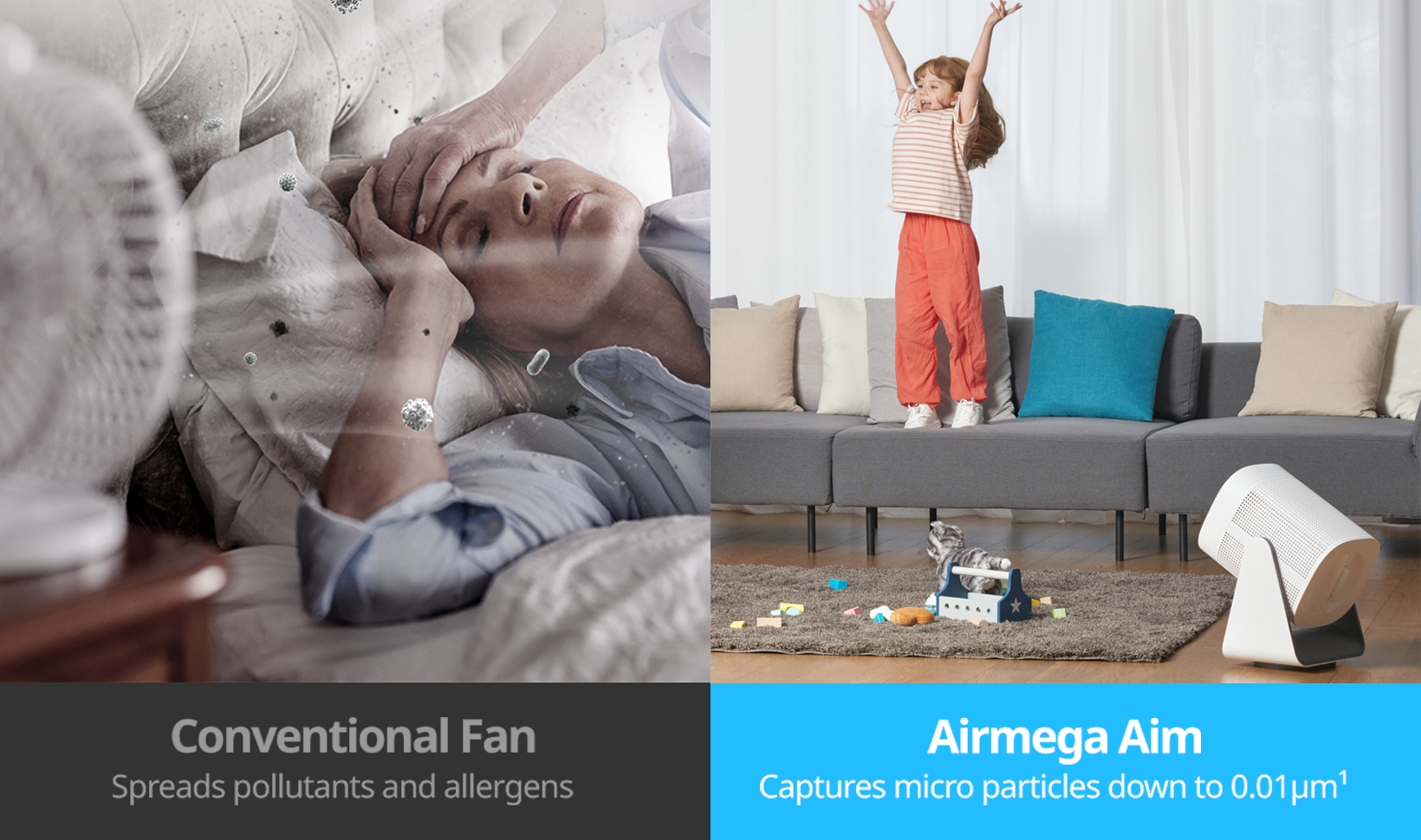 Conventional fan vs Airmega Aim while sleeping 