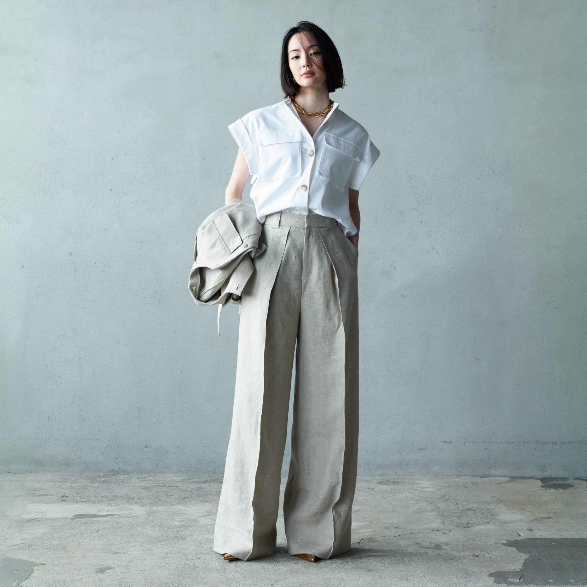 新品タグ付き TEECHI シェードスリーブ シャツ チャンキーコットン