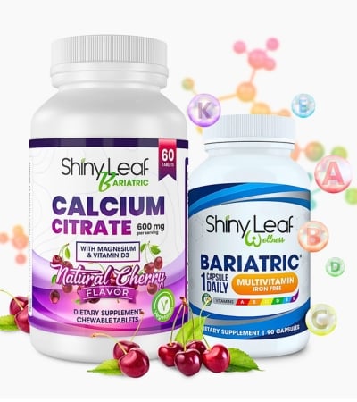 Bariatric Multivitamin Iron-Free and Cherry Flavored Calcium Citrate Bundle What's Inside