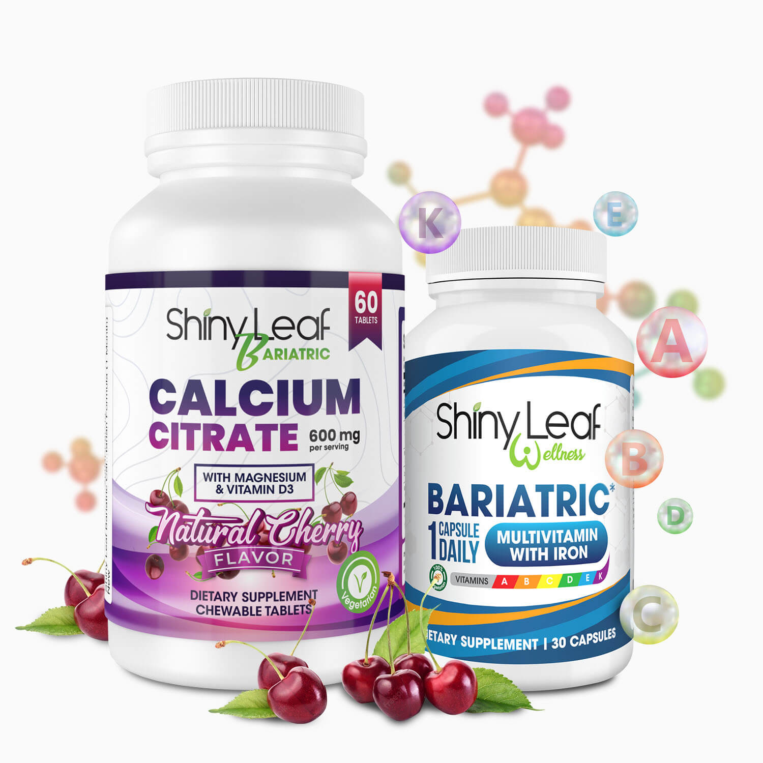 Bariatric Multivitamin Iron-Free and Cherry Flavored Calcium Citrate Bundle What's Inside