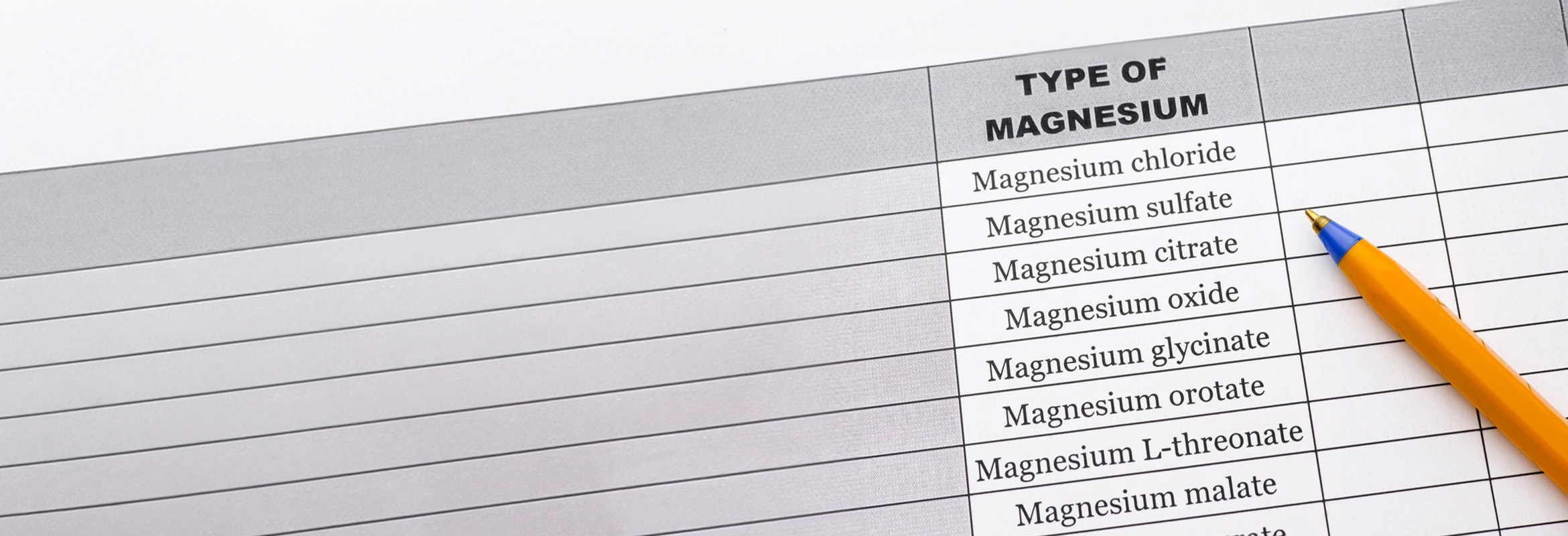 A list displaying the different types of Magneisum.