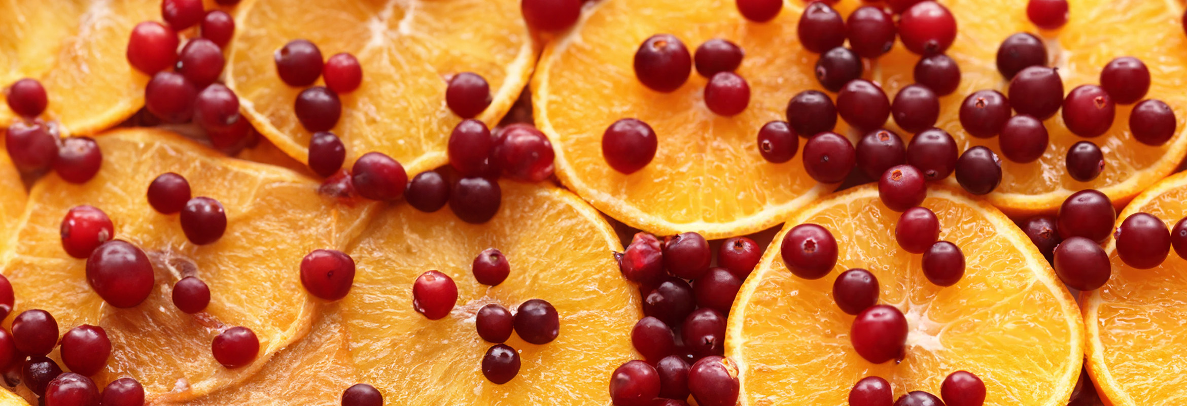 Cranberries and oranges slices.
