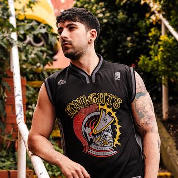 Muscle Man Wearing Cursed Knight Jersey Vest