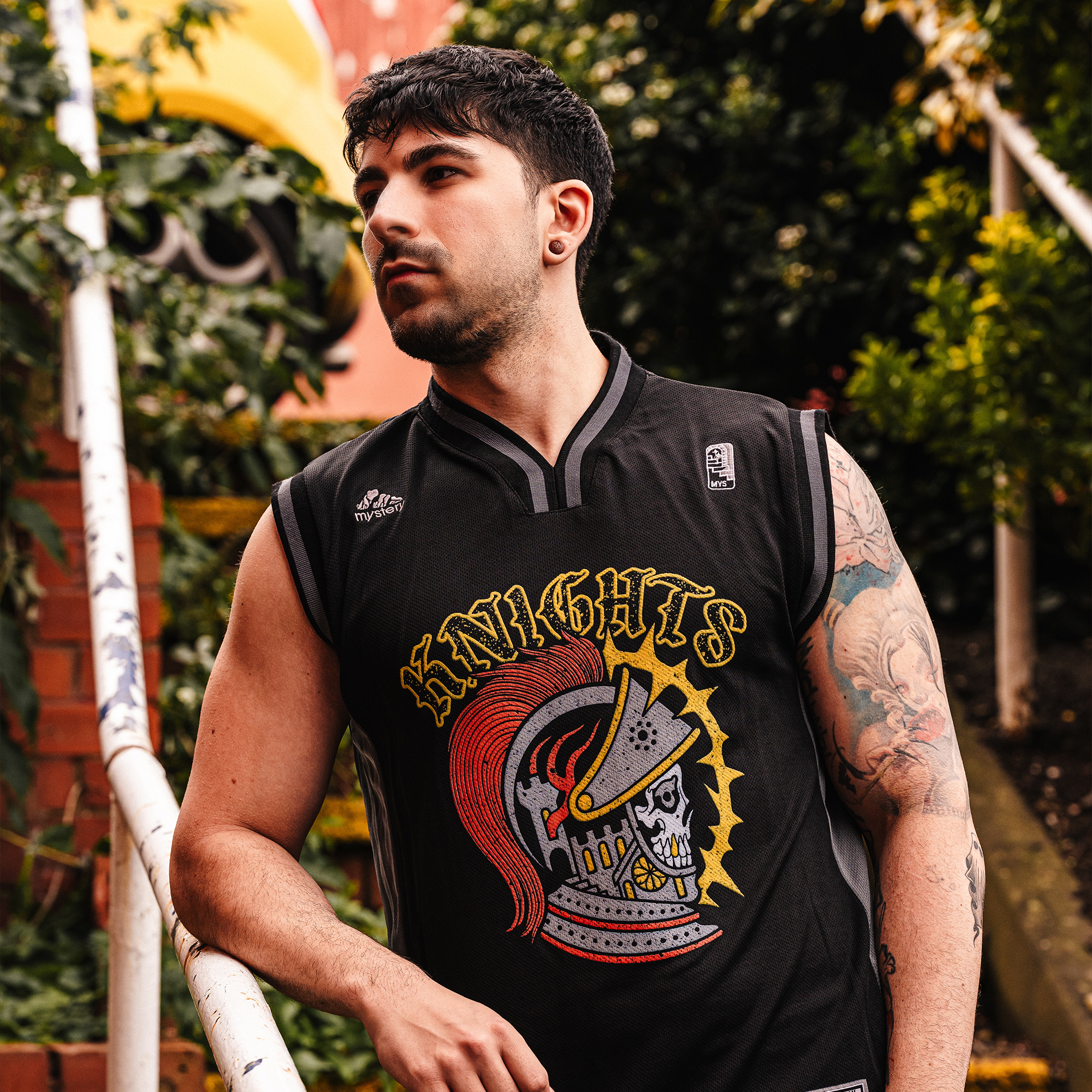Muscle Man Wearing Cursed Knight Jersey Vest