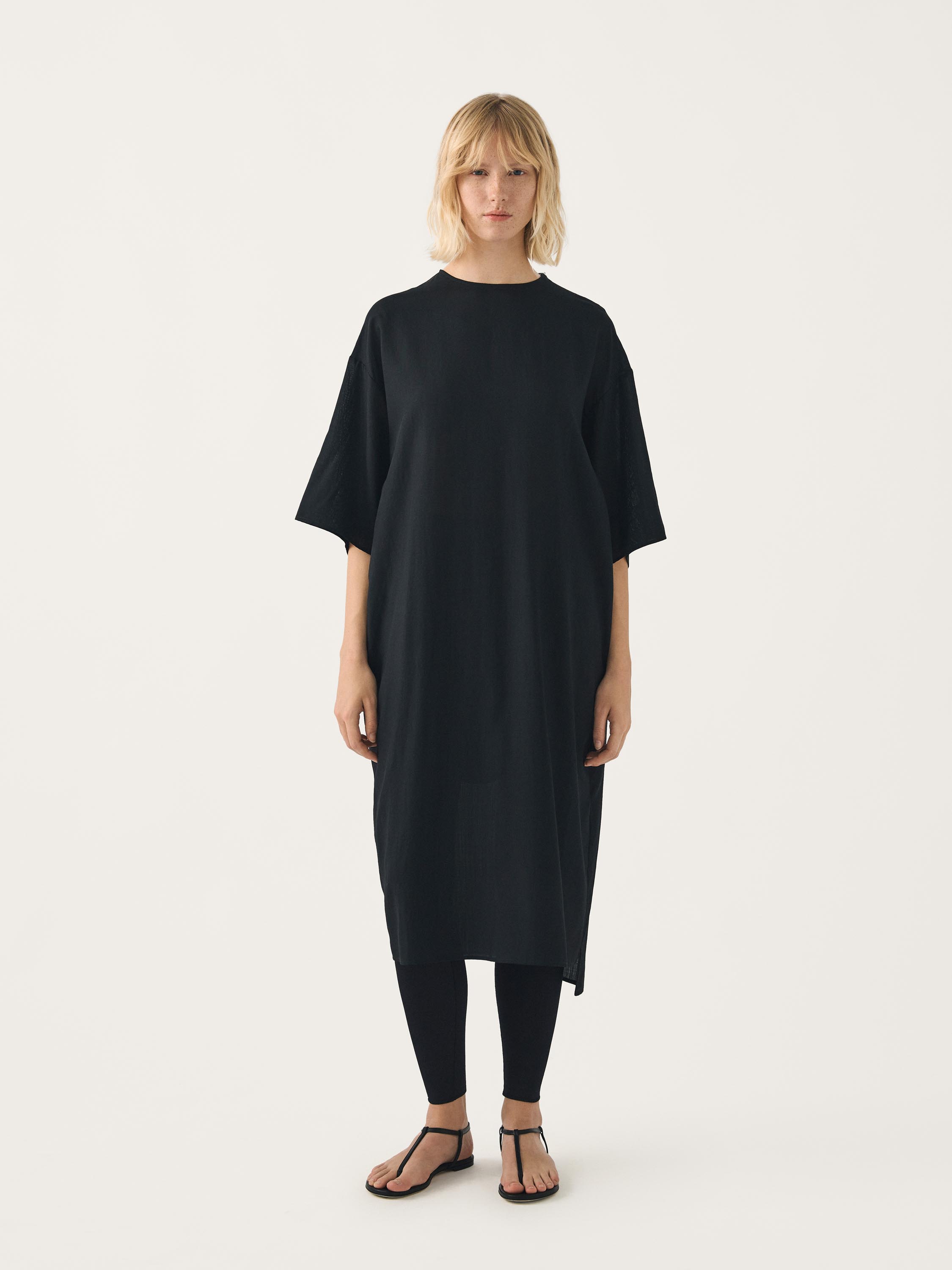 KEON woven t-shirt dress with sleeves elbow-length | FFORME