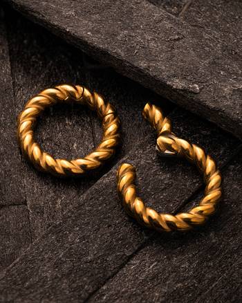 Elegant Classy Stretched Ear Jewellery Gold Steel Rope Ear Weights - Pair