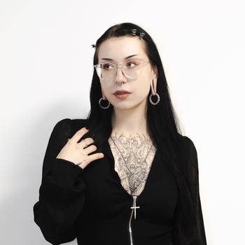 Hot Tattooed Alternative Model wearing Silver Steel Rope Ear Weights - Pair