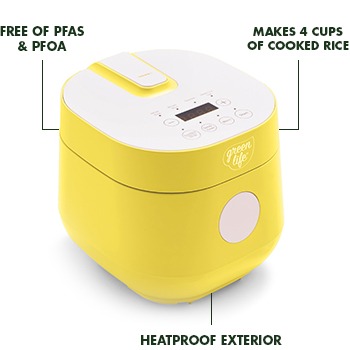 GreenLife Healthy Ceramic Nonstick Rice & Grains Cooker - Yellow