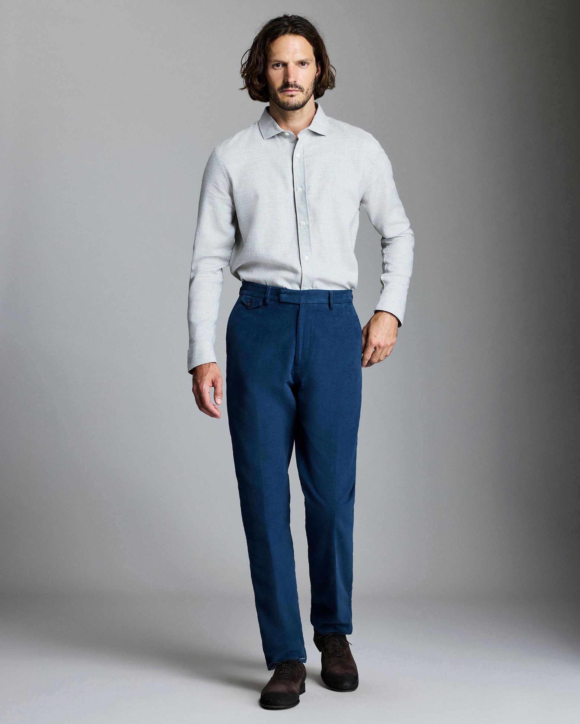 Model shows the fit of the shirt.