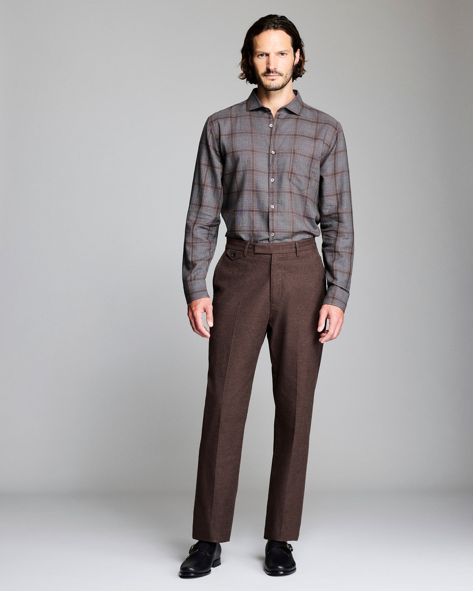 Model shows the fit of the shirt.