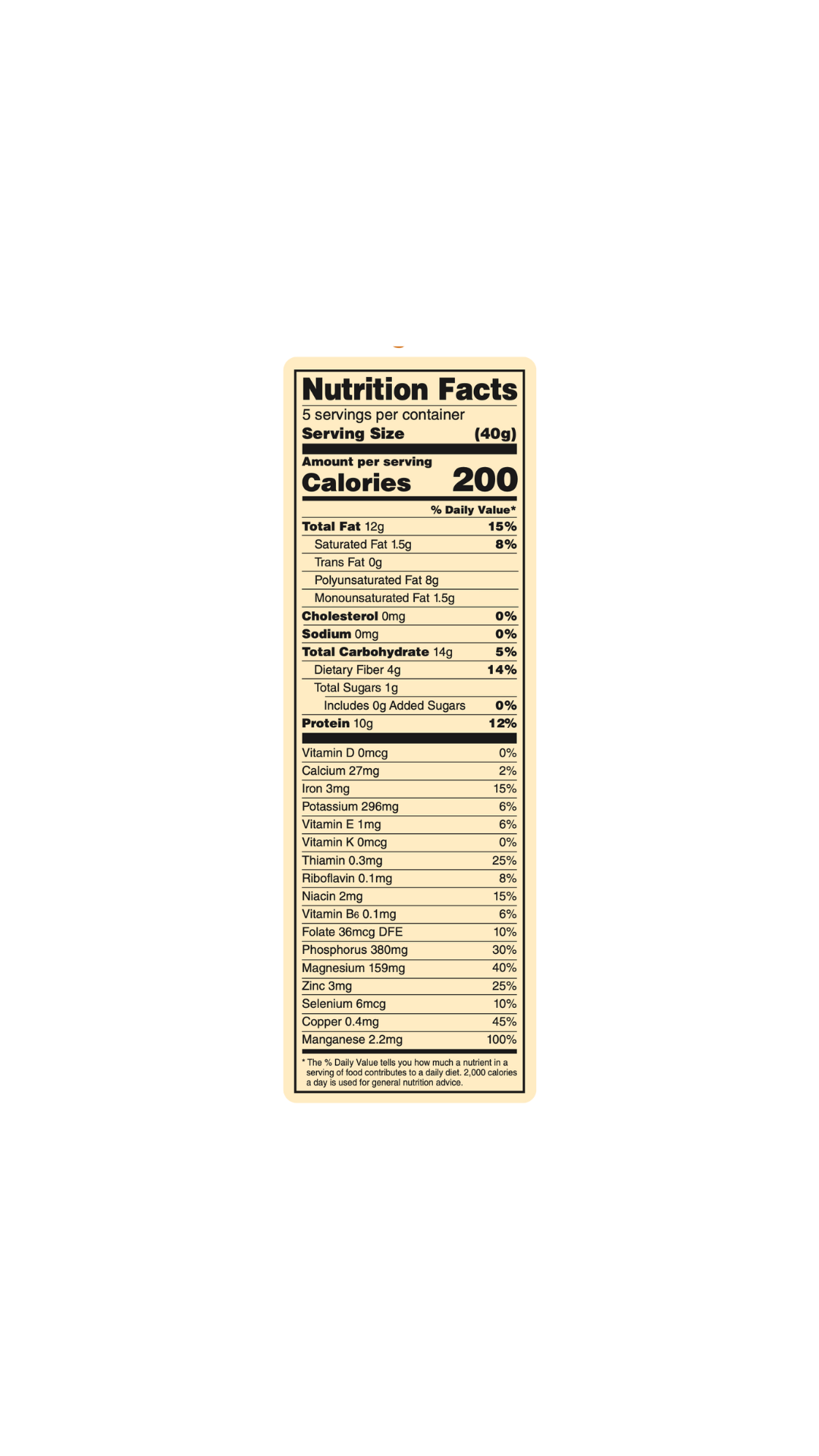 Original Superseed Oatmeal Nutrition label