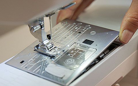 The Janome Atelier 9 has a needle plate that is easily changed.