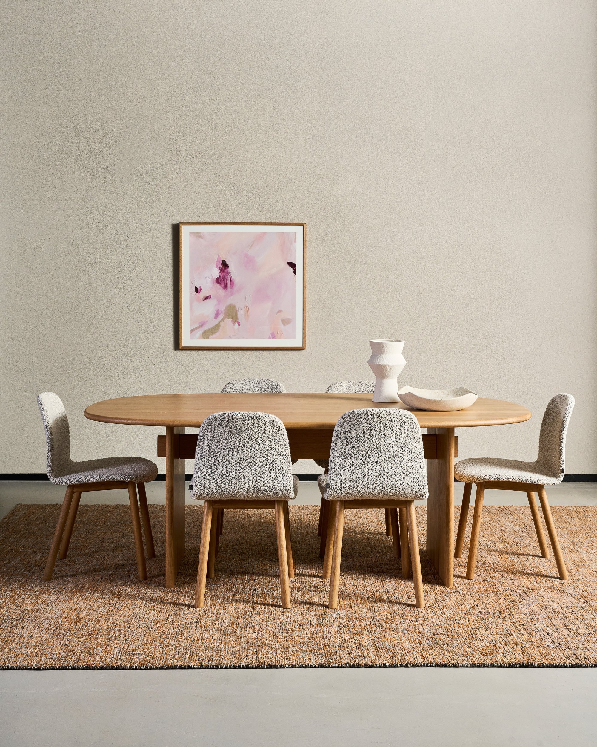 Com V1 Dining Chair - Milk-Bigello 0002 - Light Oak - Floor Stock