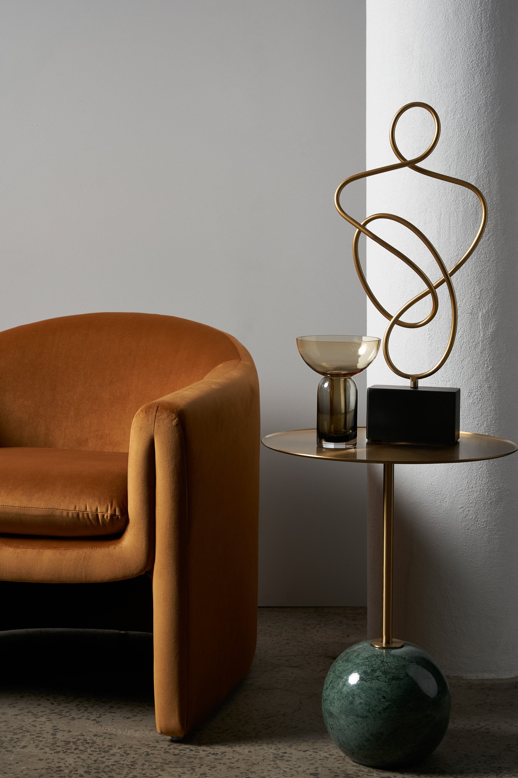 Charlotte Lounge Chair - Blake Gold Velvet - Floor Stock