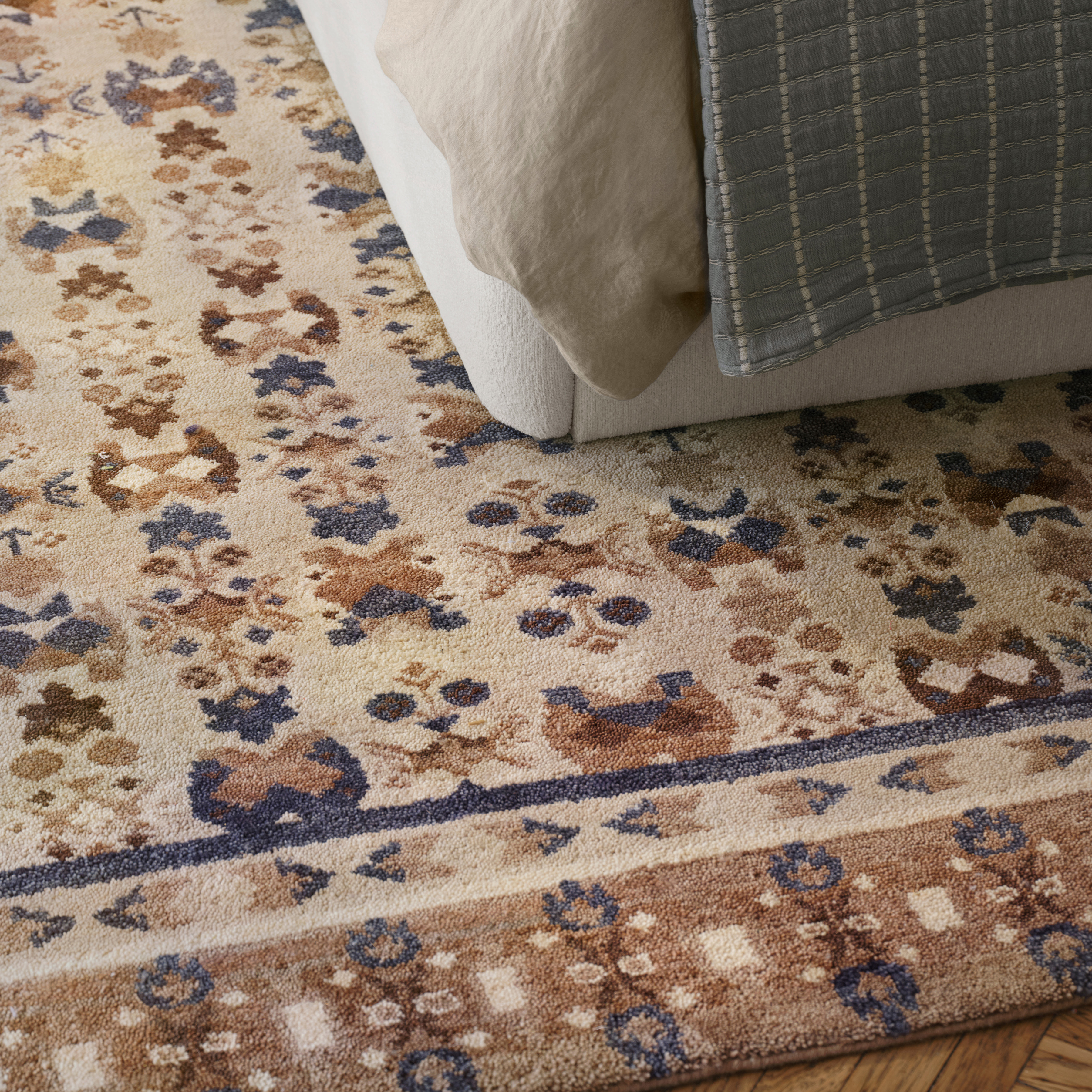 botanical area rug, taupe