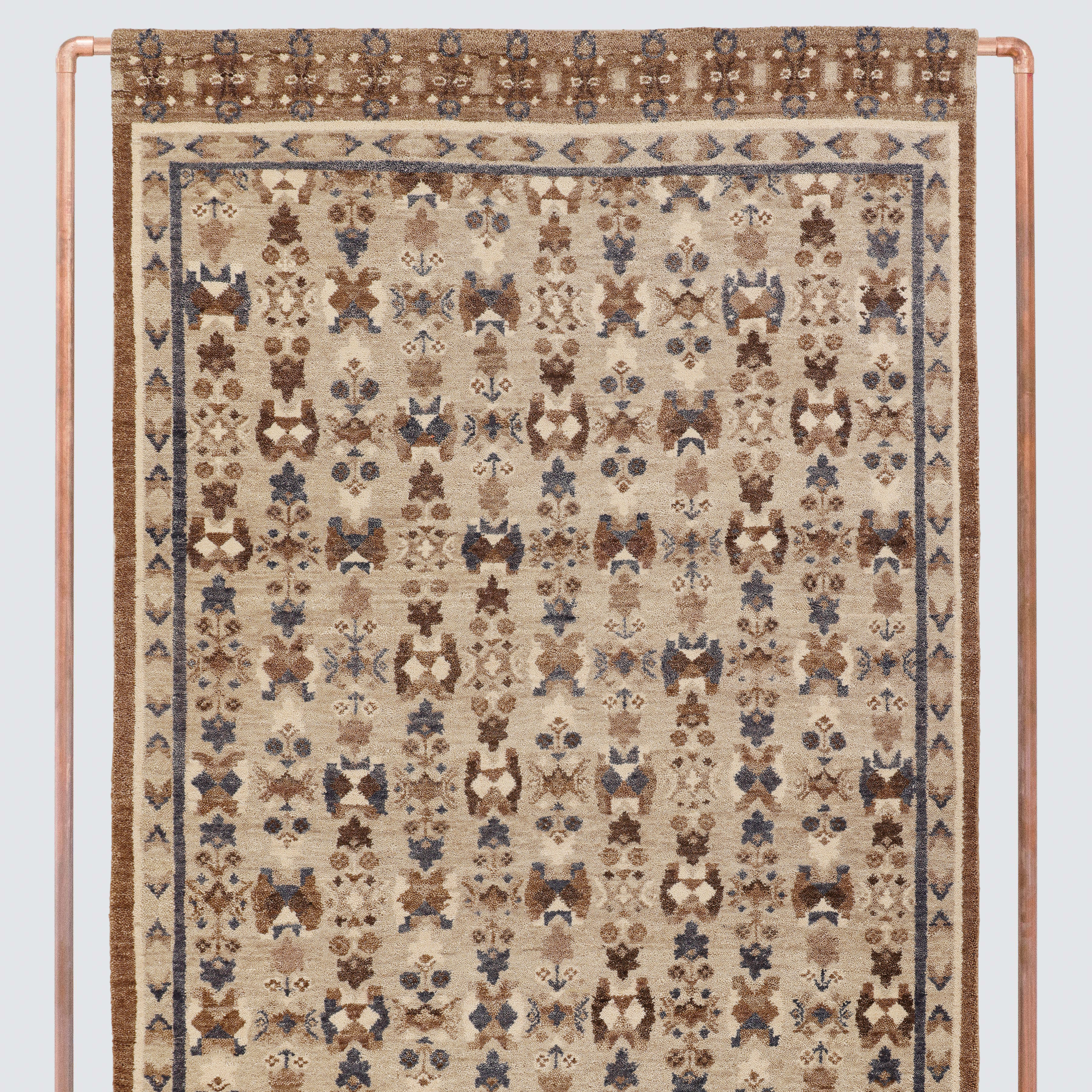 botanical area rug detail, taupe