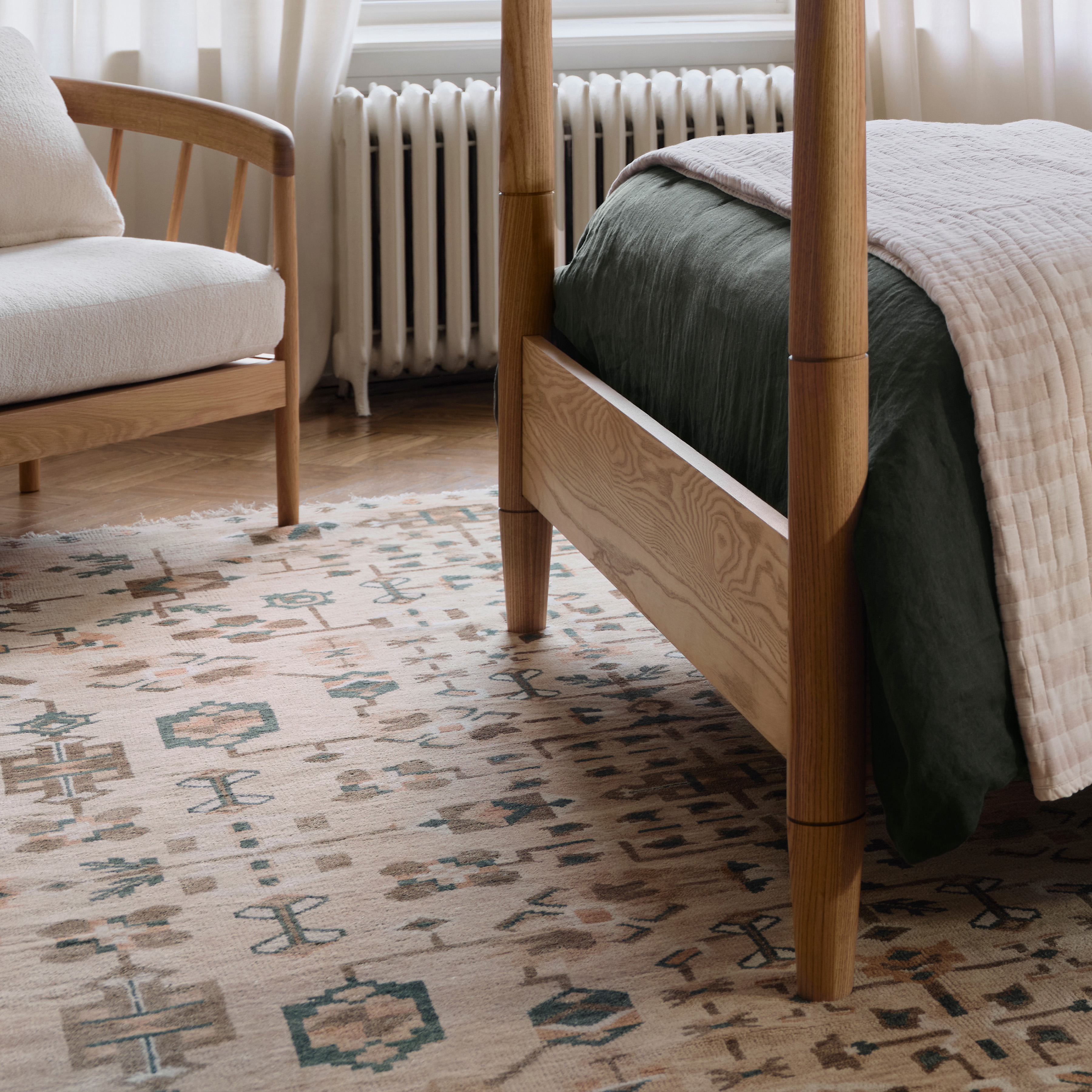 botanical area rug, clay