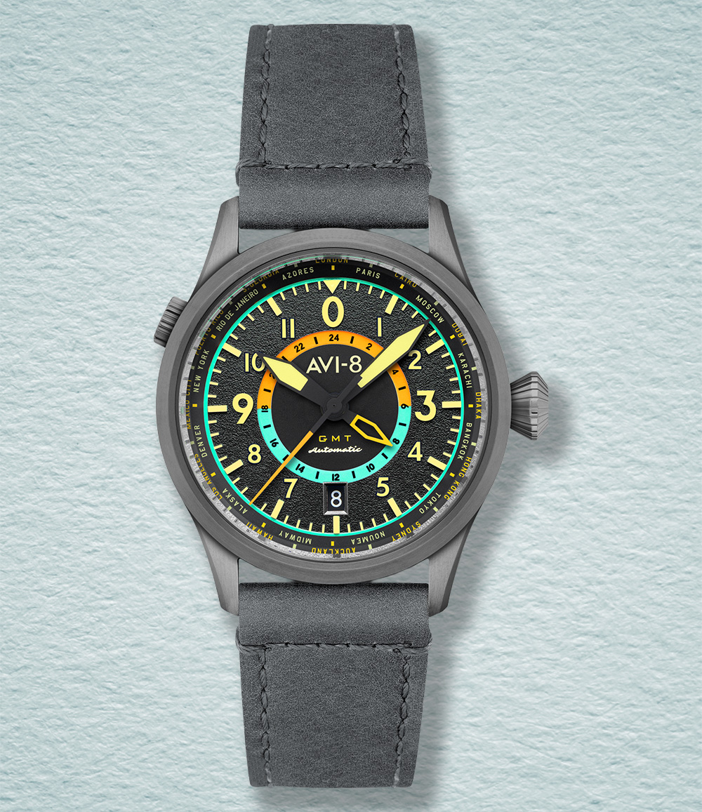 AVI-8 Flyboy Wingman Worldtimer GMT Automatic Tropical Grey Watch
