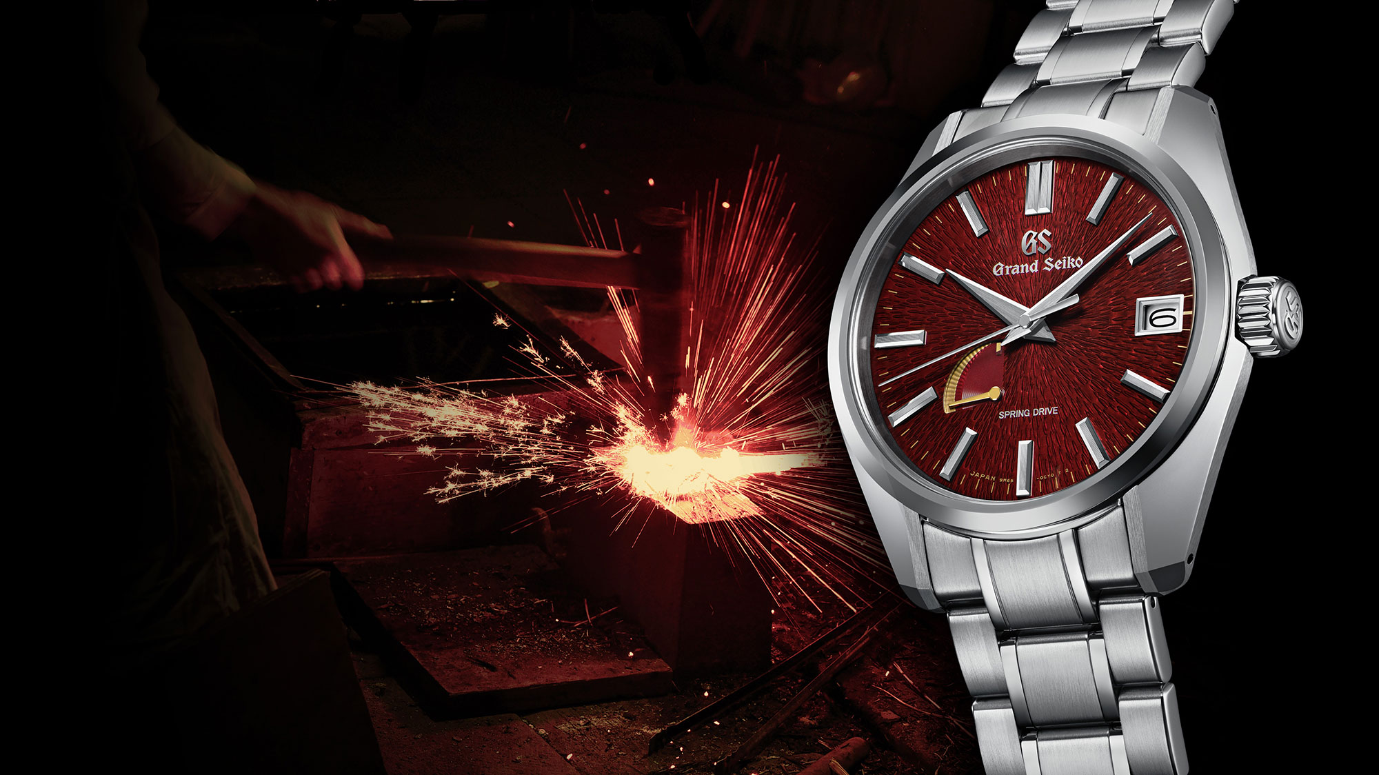 Grand Seiko Katana SBGA493 red dial 44GS watch.
